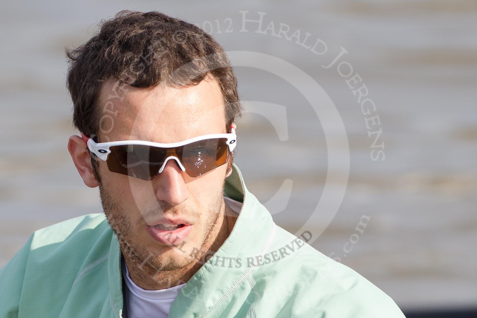 The Boat Race season 2012 - fixture CUBC vs Leander: Close-up of CUBC 7 seat Alex Ross..
River Thames between Putney and Molesey,
London,
Greater London,
United Kingdom,
on 10 March 2012 at 13:27, image #23