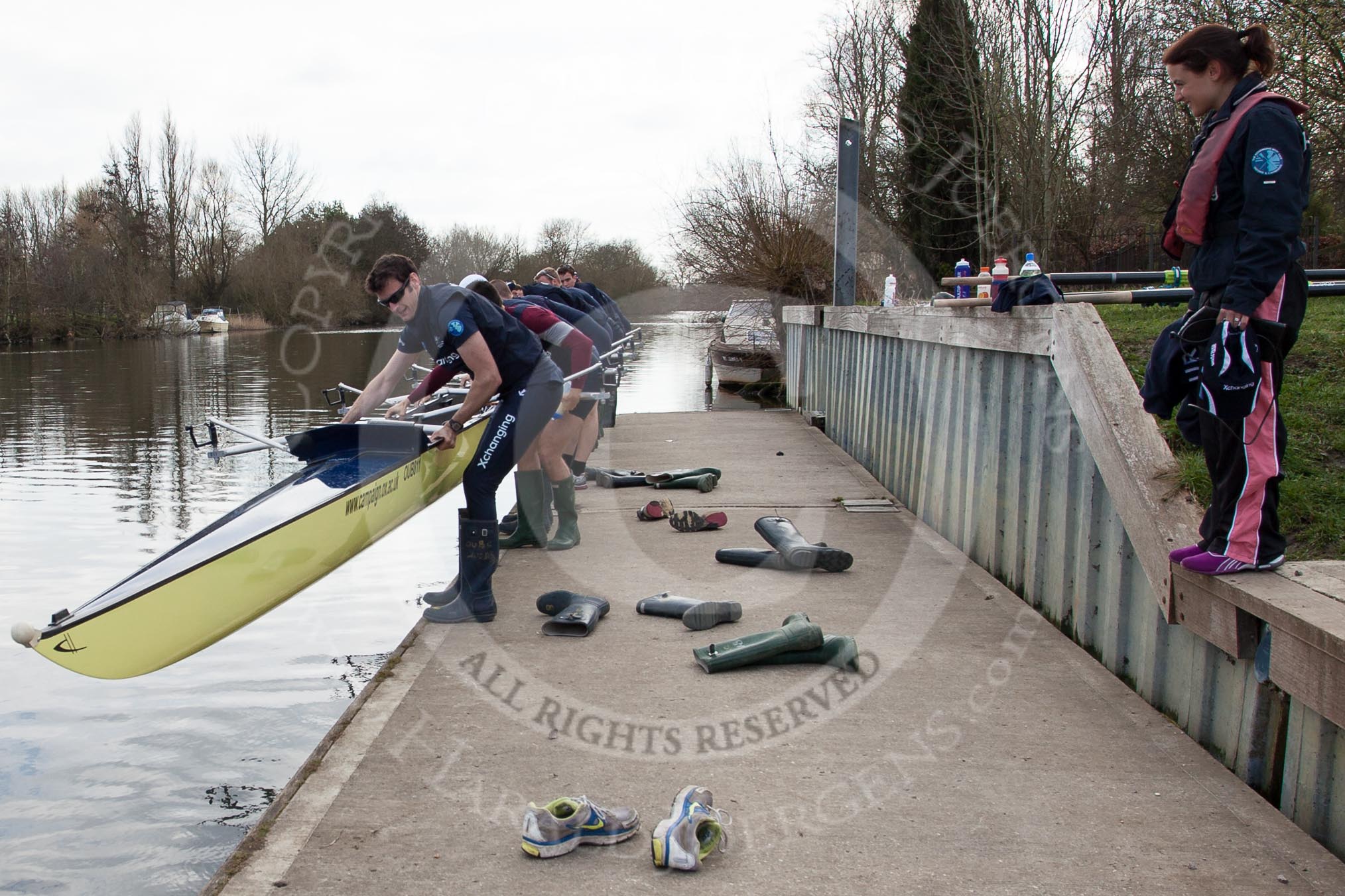 The Boat Race season 2012 - OUBC training: The last Wallingford training before The Boat Race. On the right cox Zoe de Toledo, with the boat Alexander Woods, William Zeng, Kevin Baum, Alexander Davidson, Karl Hudspith, Hanno Wienhausen, Dan Harvey, and Roel Haen..


Oxfordshire,
United Kingdom,
on 20 March 2012 at 14:59, image #11