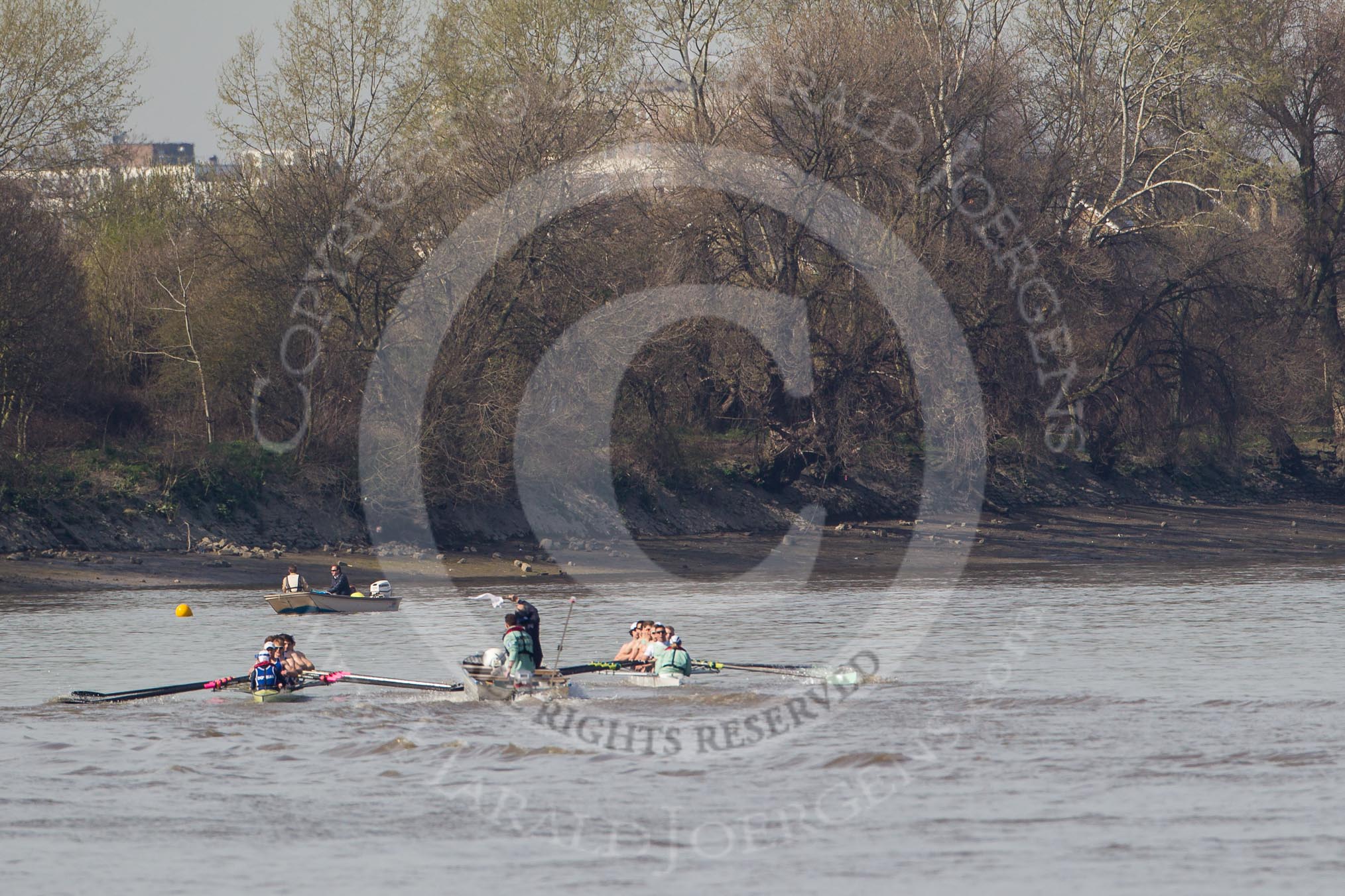 The Boat Race season 2012 - fixture CUBC vs Molesey BC: CUBC Goldie v Imperial fixture: The Imperial boat on the left, behind umpire Simon Harris..




on 25 March 2012 at 14:48, image #67
