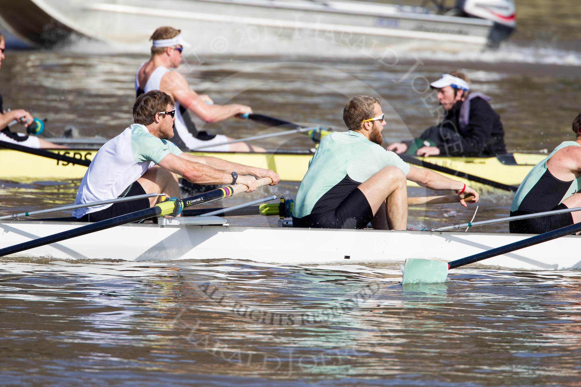 The Boat Race season 2012 - fixture CUBC vs Molesey BC: In the CUBC Blue Boat, racing Molesey BC, here bow David Nelson, Moritz Schramm, and Jack Lindeman..




on 25 March 2012 at 15:19, image #117