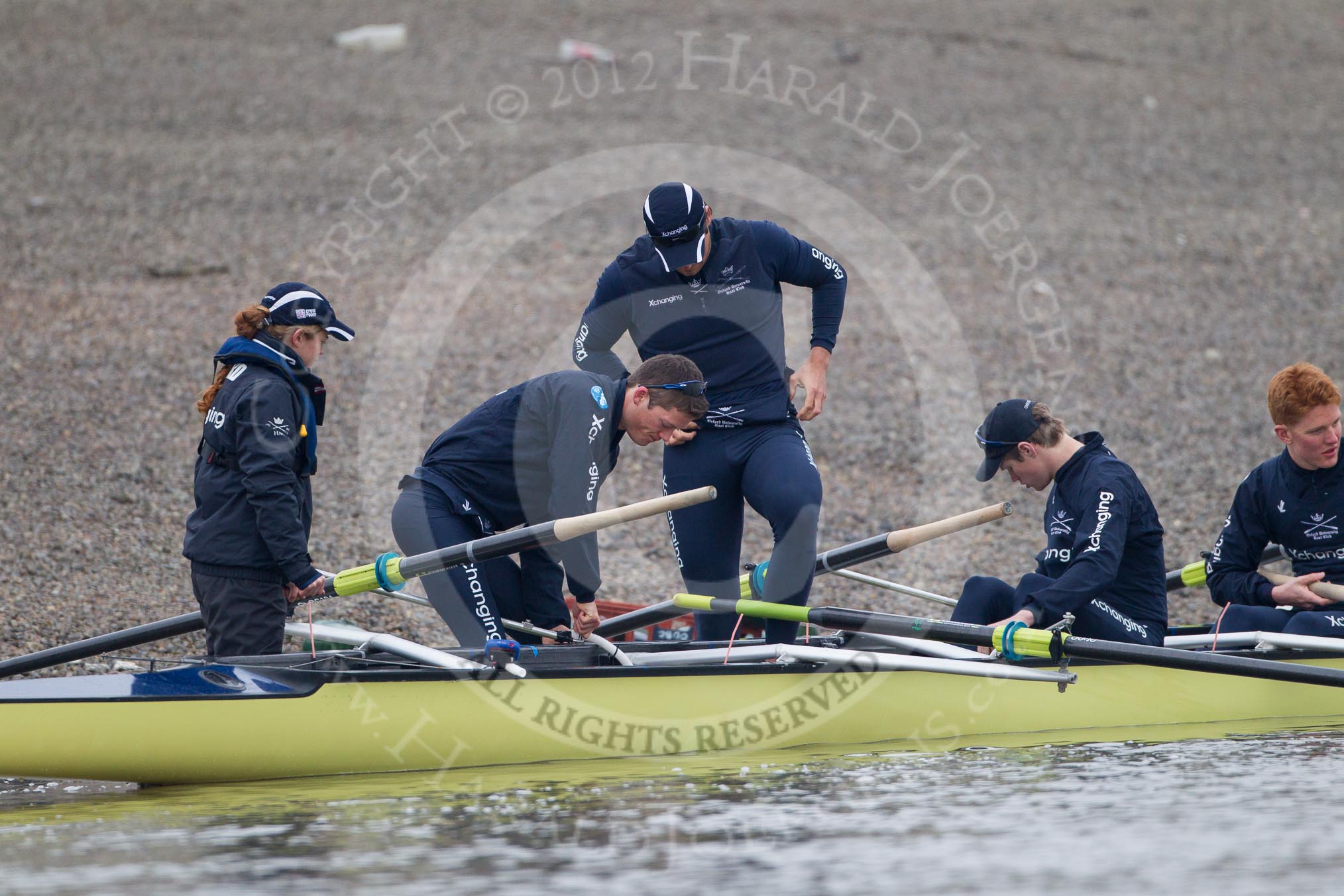 The Oxford University Boat Club reserve boat "Isis" squad  two days before the 2012 Boat Race.