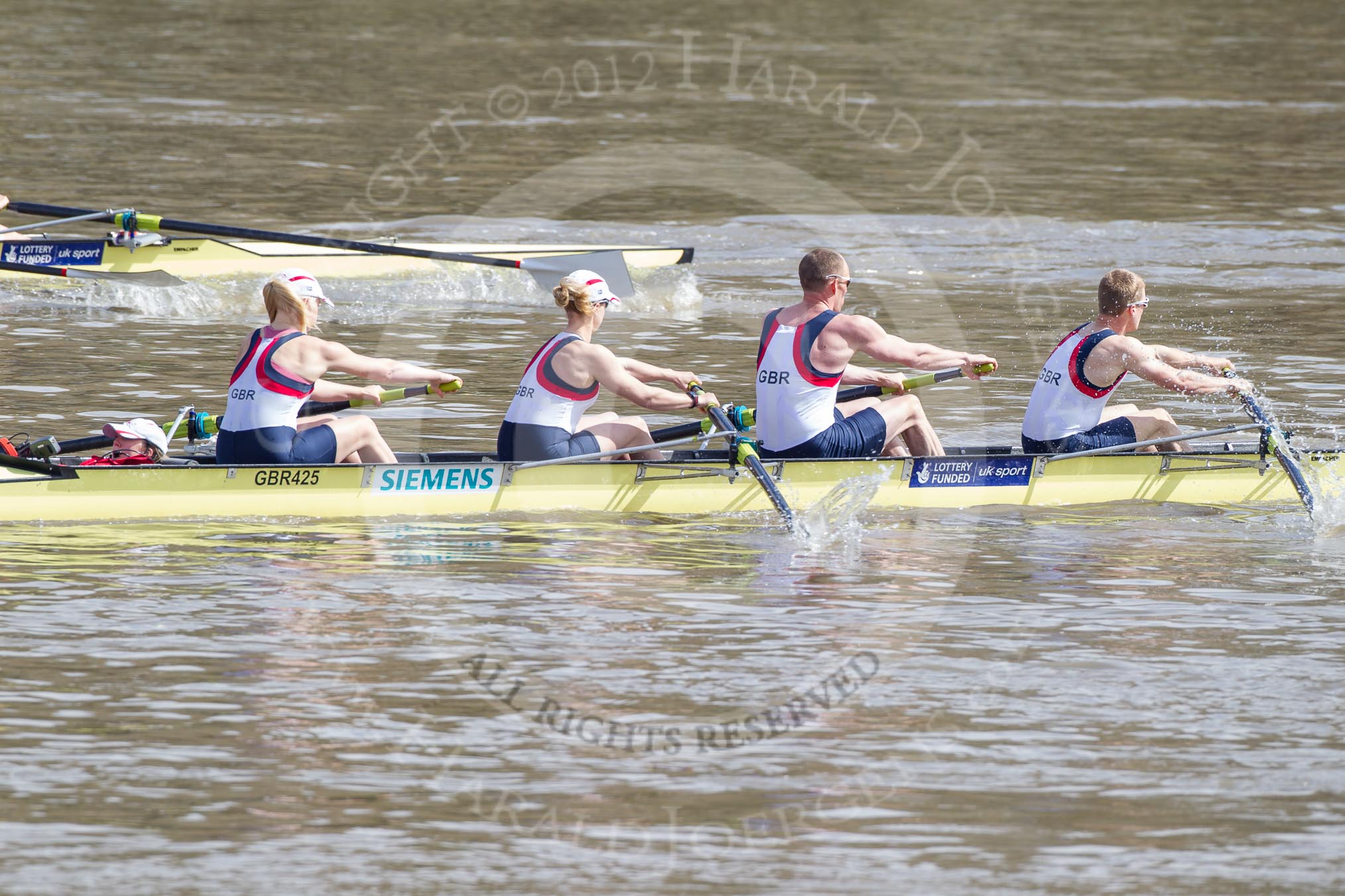 The Boat Race 2012: The Adaptive Race: The Adaptive four, cox Lily van den Broecke, bow Pamela Relph, two Naomi Riches, three David Smith, and stroke James Roe..




on 07 April 2012 at 12:48, image #73