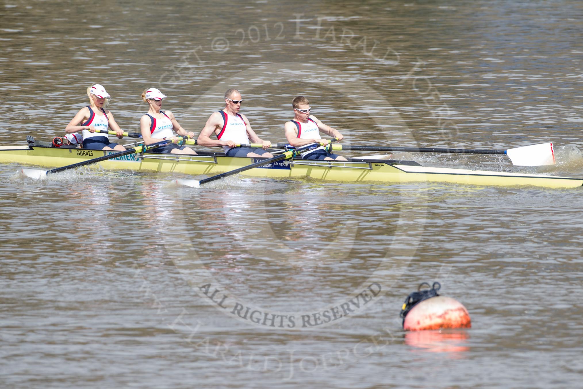 The Boat Race 2012: The Adaptive Race: The Adaptive four, cox Lily van den Broecke, bow Pamela Relph, two Naomi Riches, three David Smith, and stroke James Roe..




on 07 April 2012 at 12:48, image #84