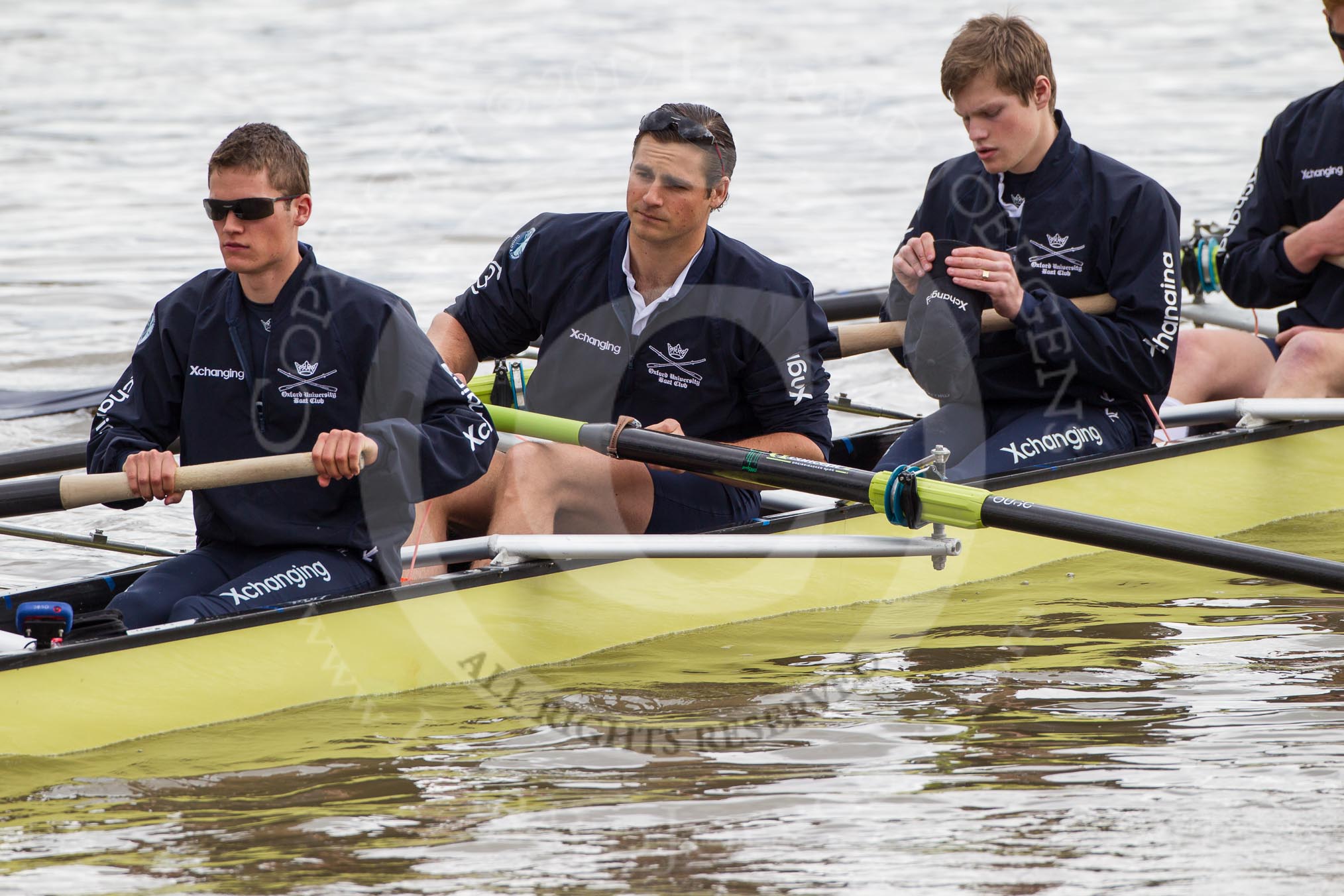 The Boat Race 2012: The ISIS crew getting ready for the Boat Race against the Cambridge reserve boat Goldie: Stroke Tom Watson, Justin Webb, Geordie Macleod, and Joseph Dawson..




on 07 April 2012 at 13:06, image #115