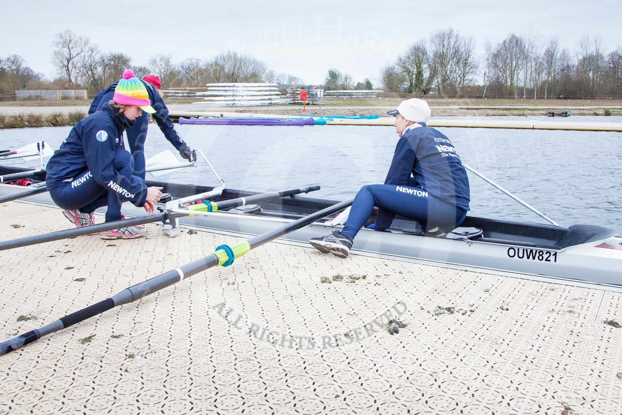 The Boat Race season 2013 - fixture OUWBC vs Molesey BC: OUWBC three, Mary Foord Weston, two, Alice Carrington-Windo and bow Mariann Novak..
Dorney Lake,
Dorney, Windsor,
Berkshire,
United Kingdom,
on 24 February 2013 at 11:14, image #28