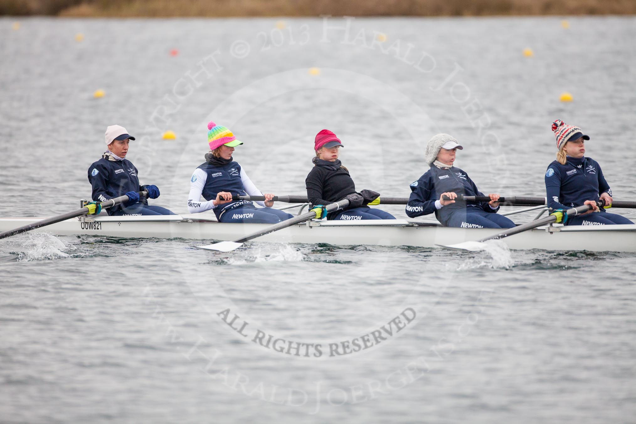 The Boat Race season 2013 - fixture OUWBC vs Molesey BC: OUWBC bow, Mariann Novak, two, Alice Carrington-Windo, three, Mary Foord Weston, four, Joanna Lee, and five , Amy Varney..
Dorney Lake,
Dorney, Windsor,
Berkshire,
United Kingdom,
on 24 February 2013 at 11:45, image #74