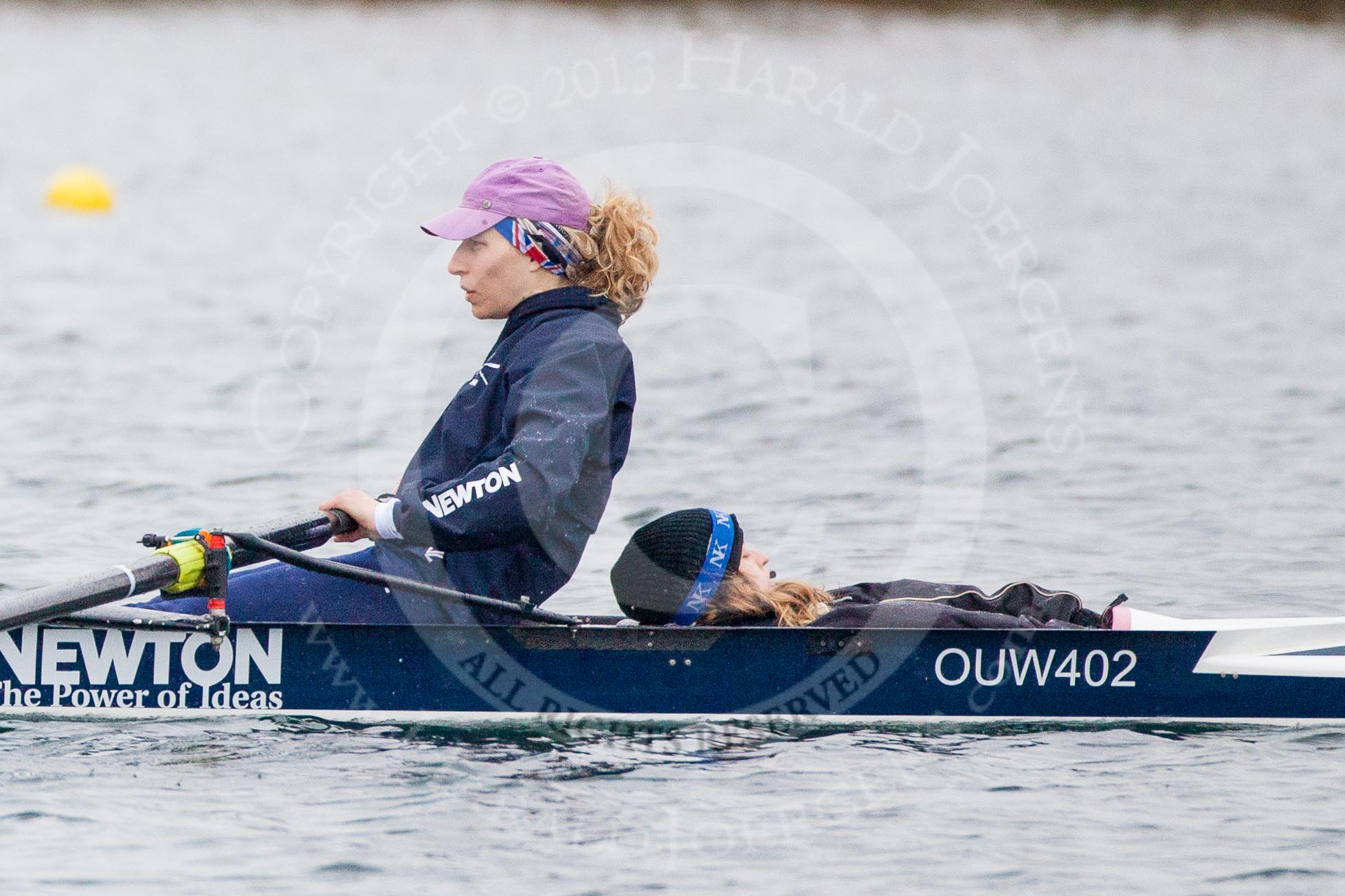 The Boat Race season 2013 - fixture OUWBC vs Molesey BC: OUWBC coxed four, here  bow Caitlin Goss and cox Sonya Milanova..
Dorney Lake,
Dorney, Windsor,
Berkshire,
United Kingdom,
on 24 February 2013 at 12:19, image #137