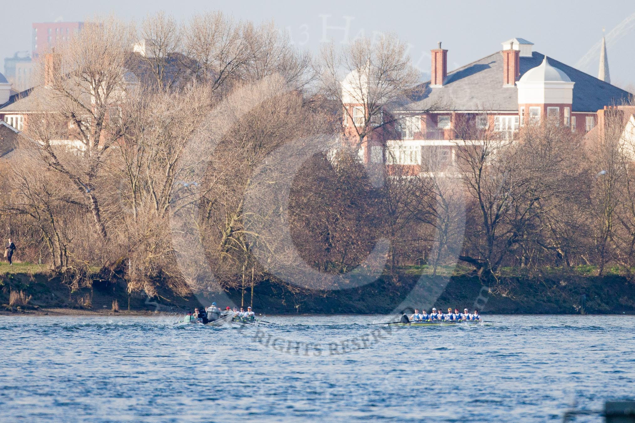 The Boat Race season 2013 - fixture CUBC vs Leander: The Goldie vs Imperial BC fixture..
River Thames Tideway between Putney Bridge and Mortlake,
London SW15,

United Kingdom,
on 02 March 2013 at 15:26, image #64