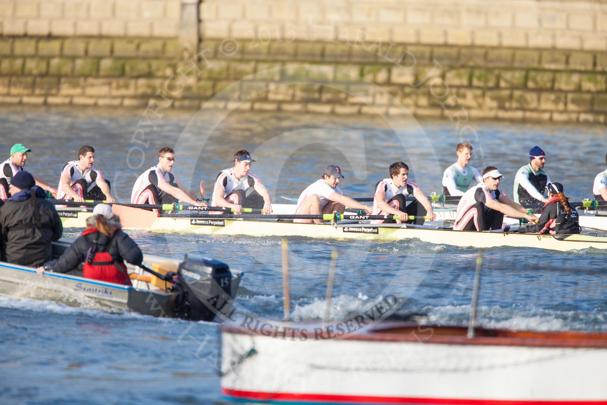 The Boat Race season 2013 - fixture CUBC vs Leander.
River Thames Tideway between Putney Bridge and Mortlake,
London SW15,

United Kingdom,
on 02 March 2013 at 15:58, image #130