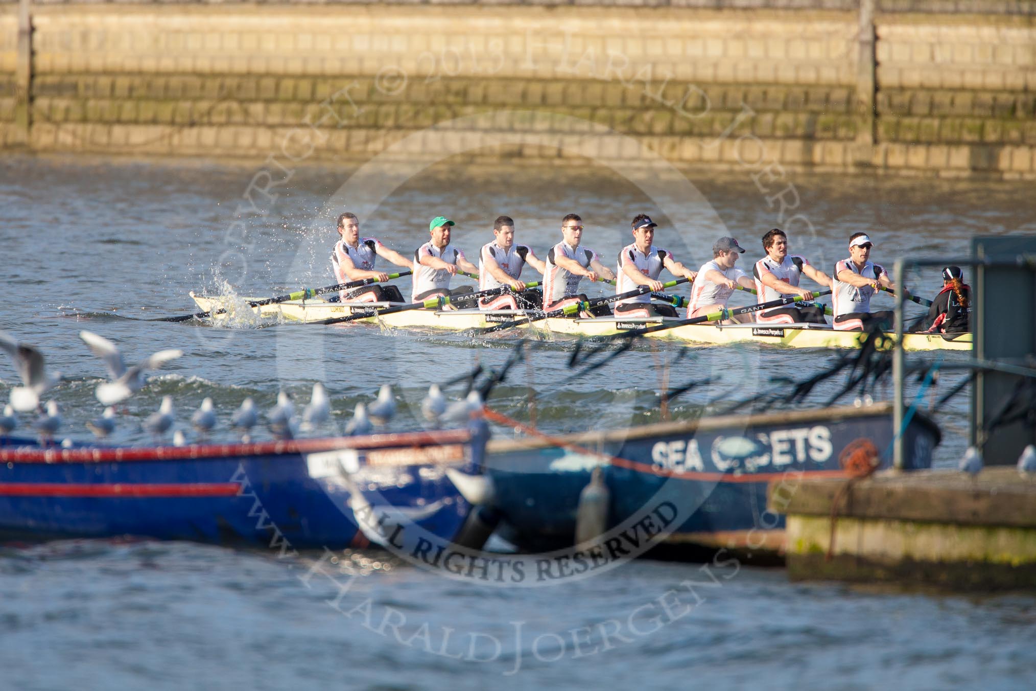 The Boat Race season 2013 - fixture CUBC vs Leander.
River Thames Tideway between Putney Bridge and Mortlake,
London SW15,

United Kingdom,
on 02 March 2013 at 15:58, image #138