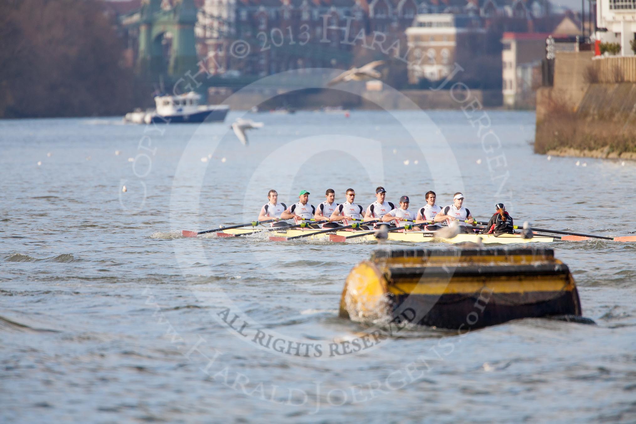 The Boat Race season 2013 - fixture CUBC vs Leander.
River Thames Tideway between Putney Bridge and Mortlake,
London SW15,

United Kingdom,
on 02 March 2013 at 15:58, image #142