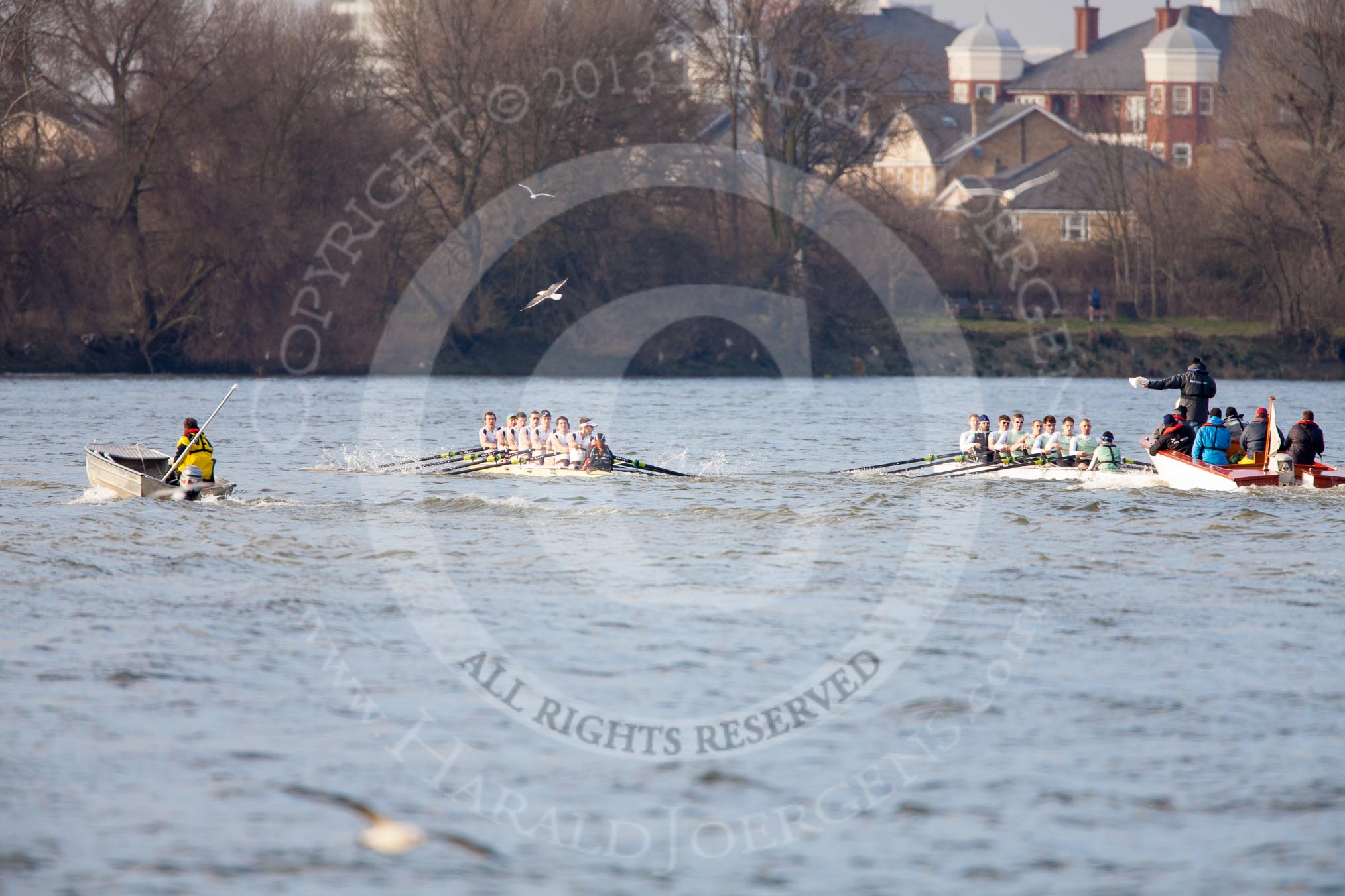 The Boat Race season 2013 - fixture CUBC vs Leander.
River Thames Tideway between Putney Bridge and Mortlake,
London SW15,

United Kingdom,
on 02 March 2013 at 15:59, image #151