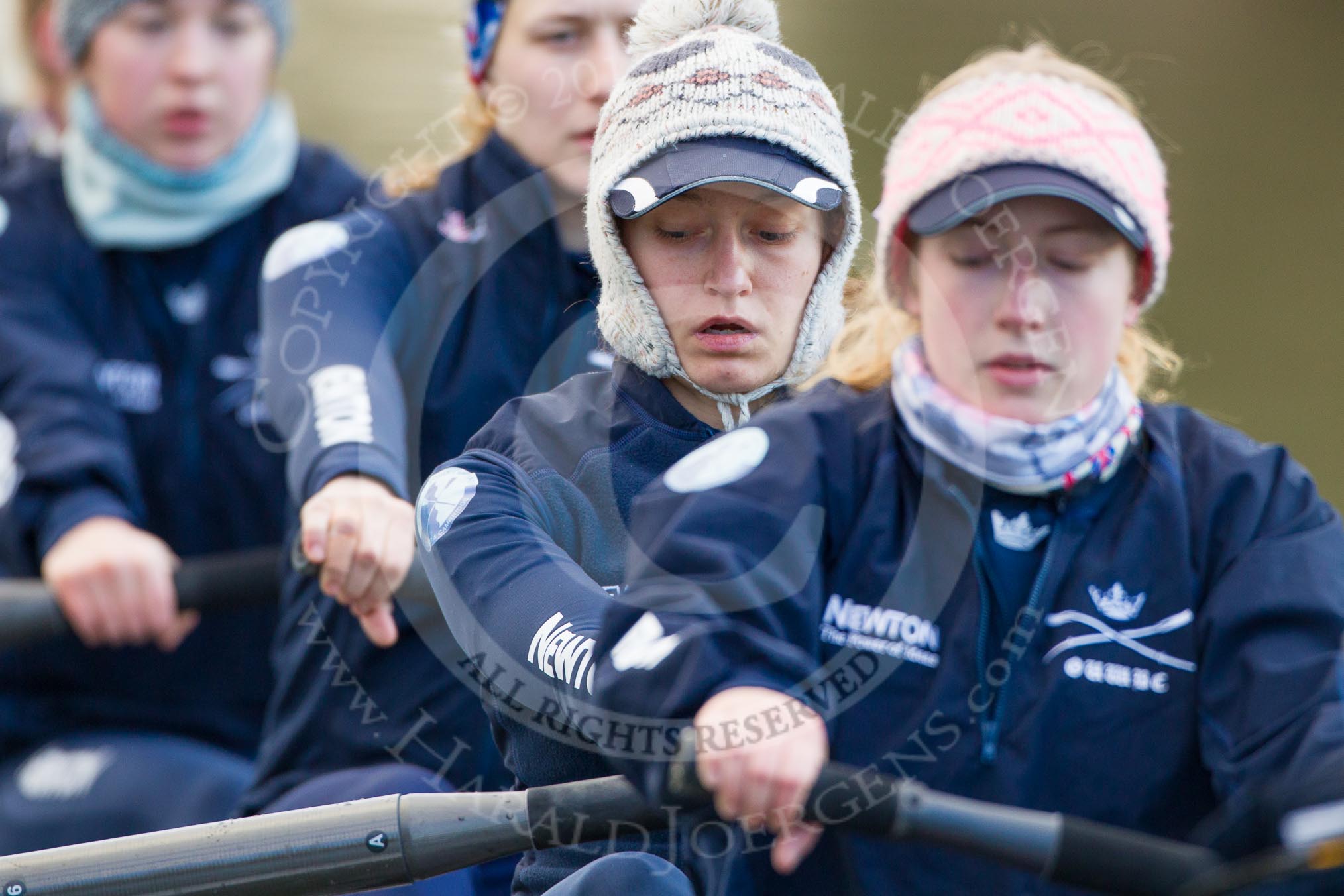 The Boat Race season 2013 - OUWBC training: Osiris, the OUWBC reserve boat: Bow Coralie Viollet-Djelassi, then Elspeth Cumber, Hannah Ledbury, Eleanor Darlington, Rachel Purkess, Caitlin Goss, Annika Bruger, and stroke Emily Chittock..
River Thames,
Wallingford,
Oxfordshire,
United Kingdom,
on 13 March 2013 at 17:05, image #74