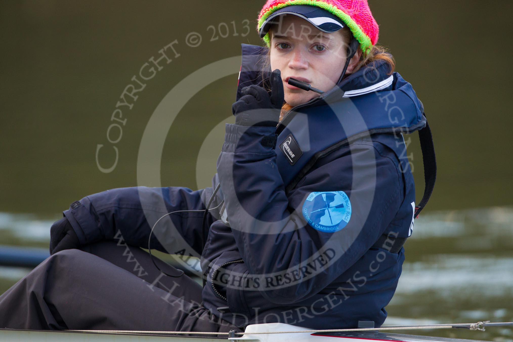 The Boat Race season 2013 - OUWBC training: OUWBC Blue Boat cox Katie Apfelbaum..
River Thames,
Wallingford,
Oxfordshire,
United Kingdom,
on 13 March 2013 at 17:07, image #78