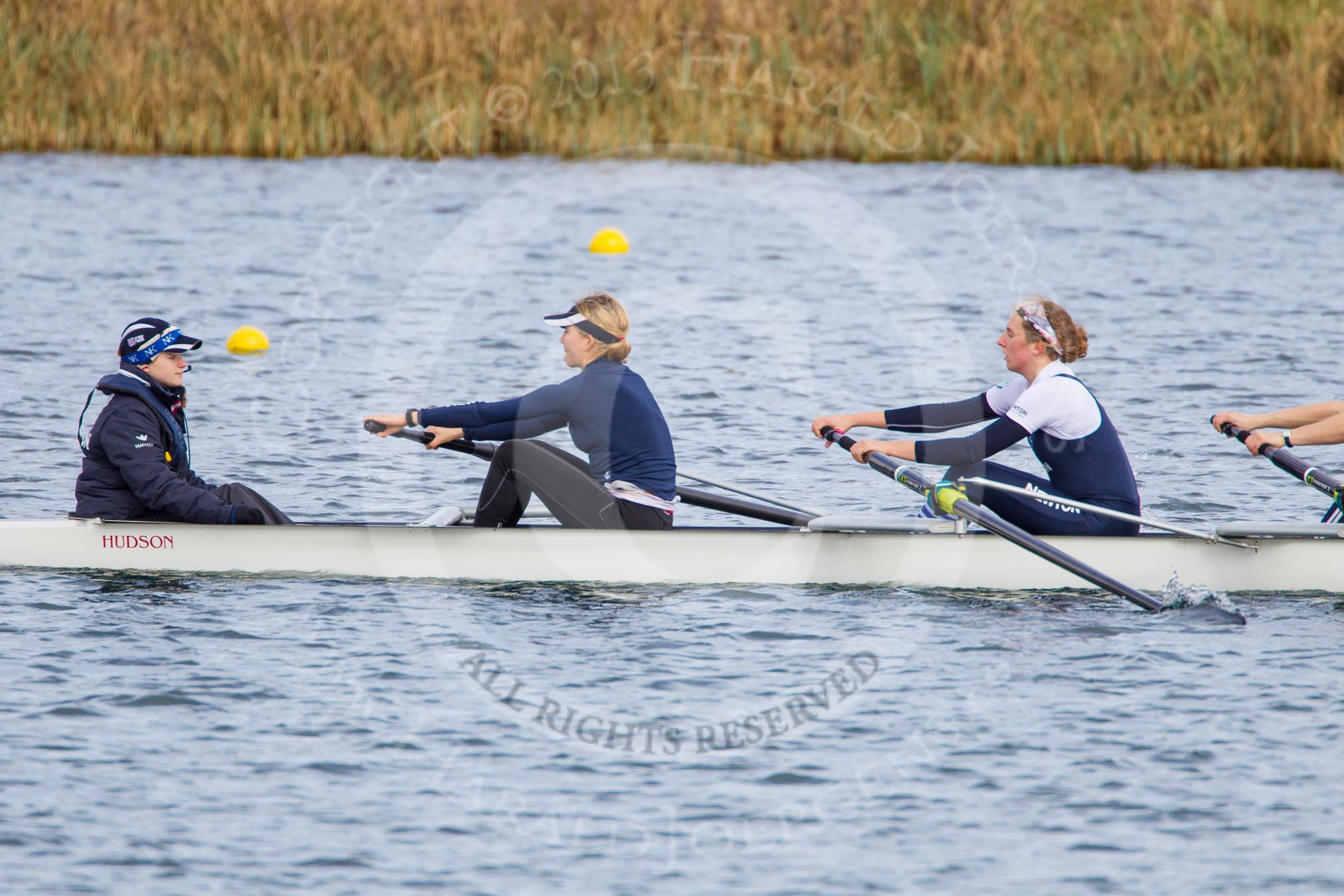 The Boat Race season 2013 - fixture OUWBC vs Olympians: In the Oxford (OUWBC) Blue Boat cox Katie Apfelbaum, stroke Maxie Scheske and 7 Anastasia Chitty..
Dorney Lake,
Dorney, Windsor,
Buckinghamshire,
United Kingdom,
on 16 March 2013 at 12:29, image #312