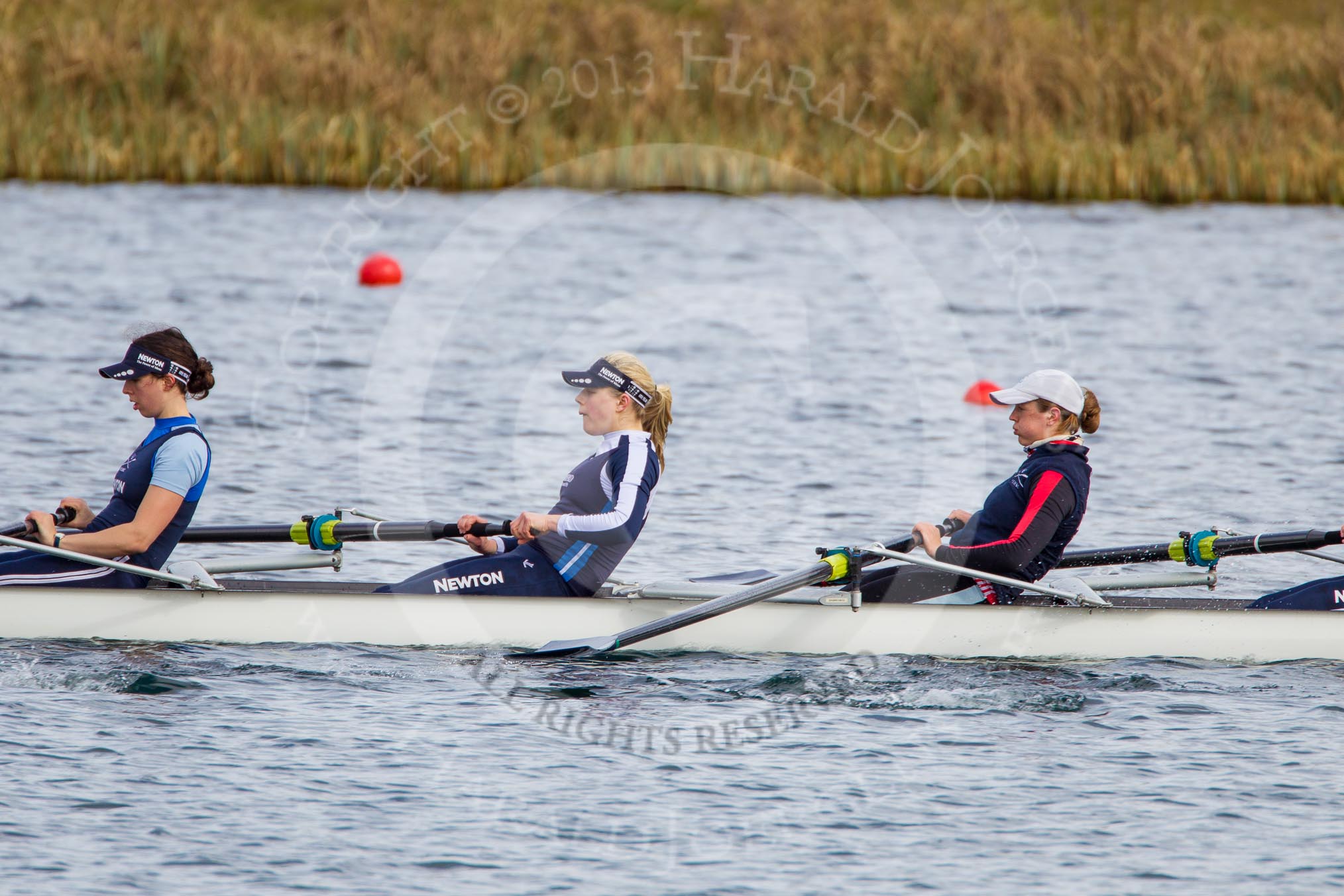 The Boat Race season 2013 - fixture OUWBC vs Olympians: In the Oxford (OUWBC) Blue Boat 6 seat Harriet Keane, 5 Amy Varney and 4 Jo Lee..
Dorney Lake,
Dorney, Windsor,
Buckinghamshire,
United Kingdom,
on 16 March 2013 at 12:29, image #314