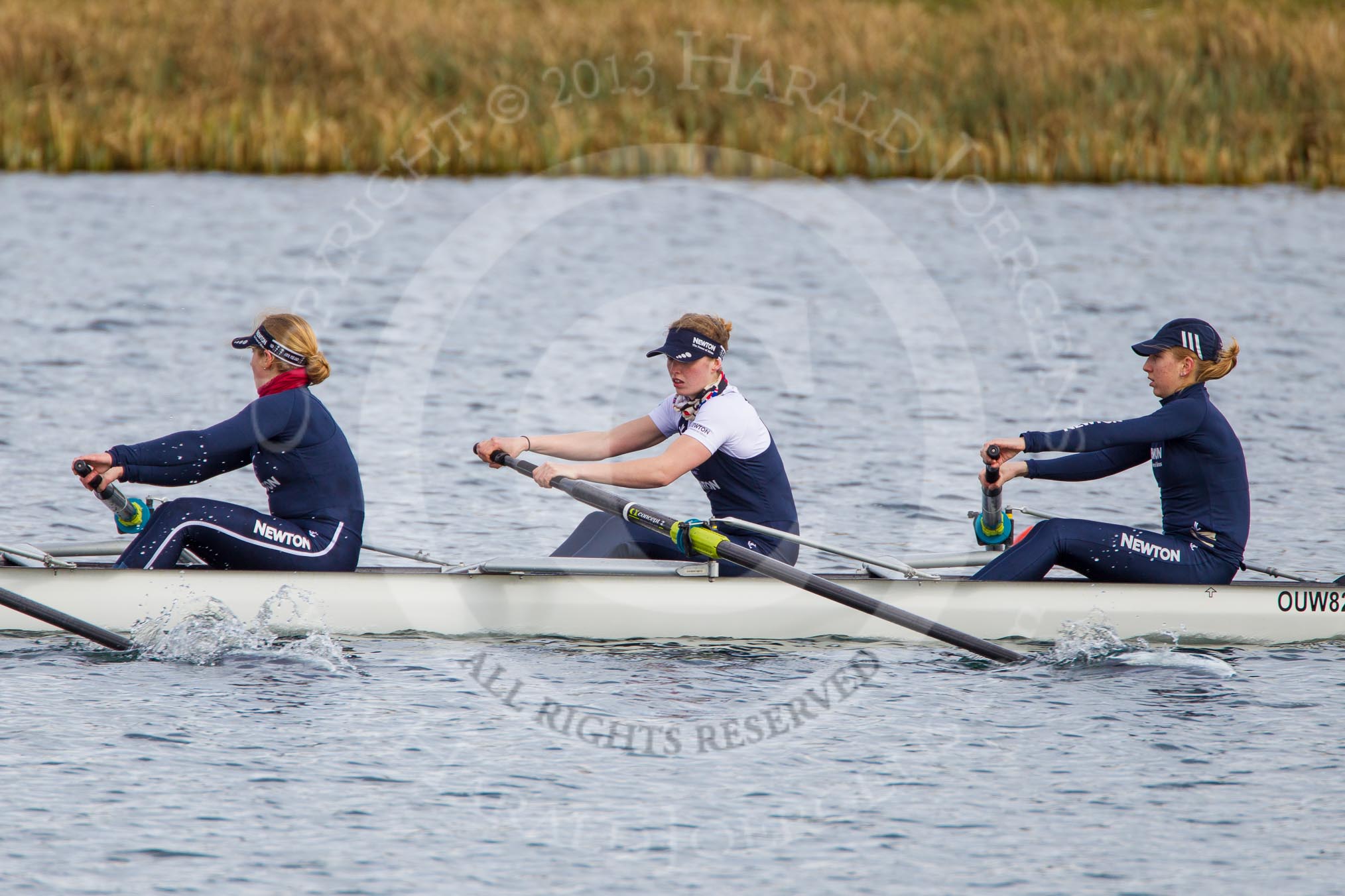 The Boat Race season 2013 - fixture OUWBC vs Olympians: In the Oxford (OUWBC) Blue Boat cox 3 seat Mary Foord-Weston, 2 Alice Carrington-Windo, and at bow Mariann Novak..
Dorney Lake,
Dorney, Windsor,
Buckinghamshire,
United Kingdom,
on 16 March 2013 at 12:30, image #315