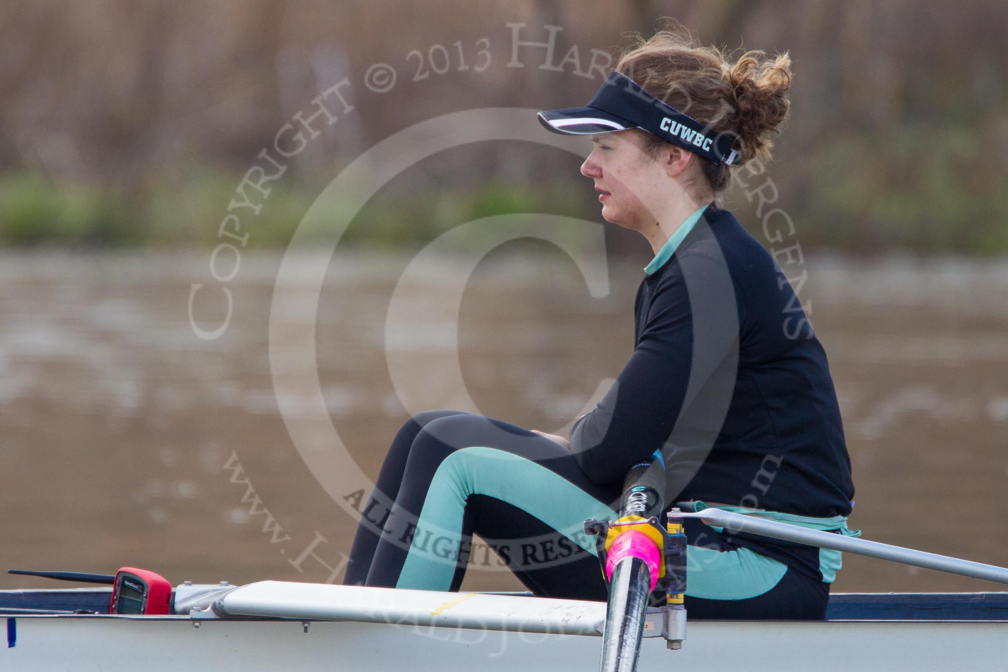 The Boat Race season 2013 - CUWBC training: The CUWBC Blue Boat, stroke Holly Game..
River Thames near Remenham,
Henley-on-Thames,
Oxfordshire,
United Kingdom,
on 19 March 2013 at 15:31, image #20