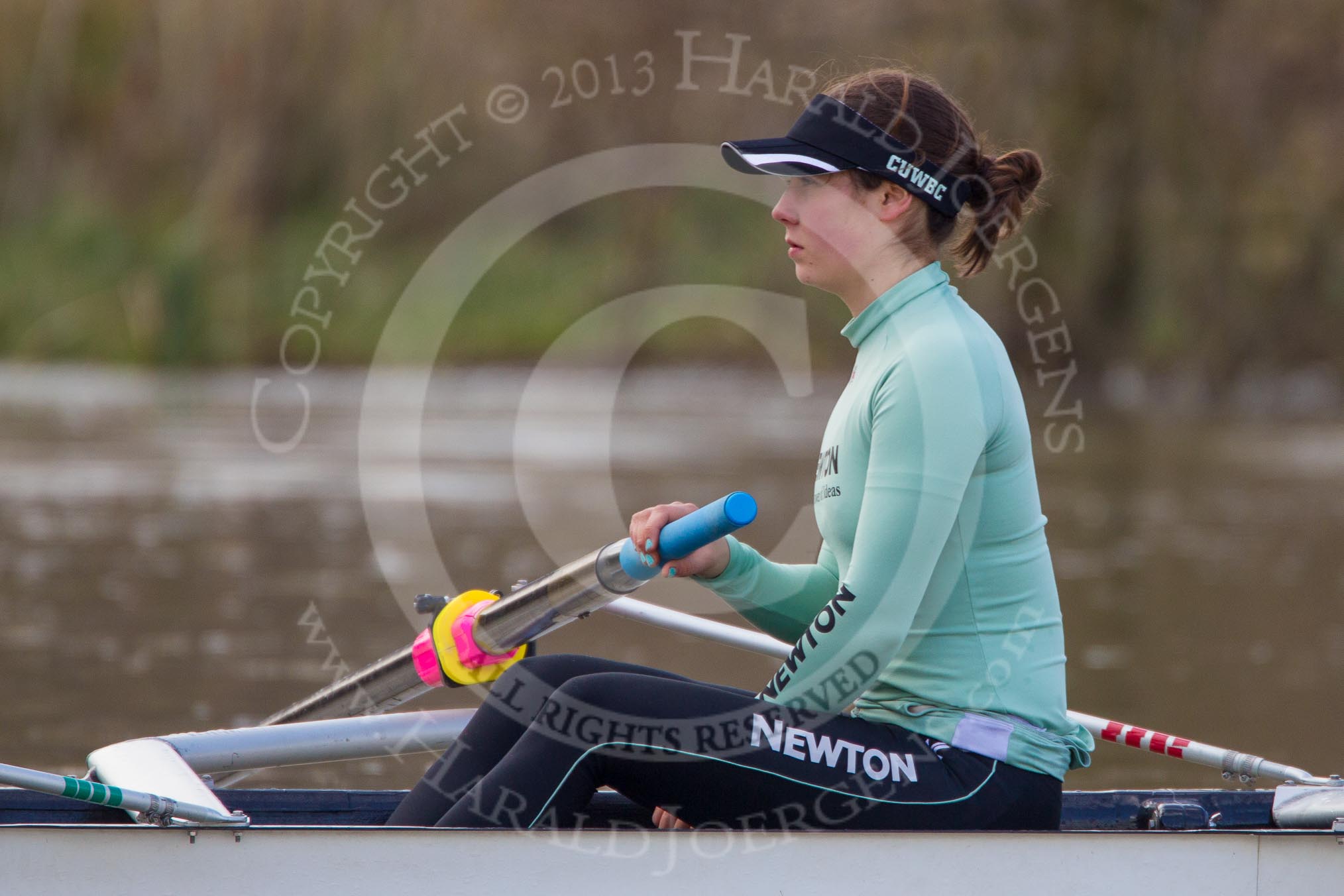 The Boat Race season 2013 - CUWBC training: The CUWBC Blue Boat, in the 7 seat Emily Day..
River Thames near Remenham,
Henley-on-Thames,
Oxfordshire,
United Kingdom,
on 19 March 2013 at 15:31, image #21