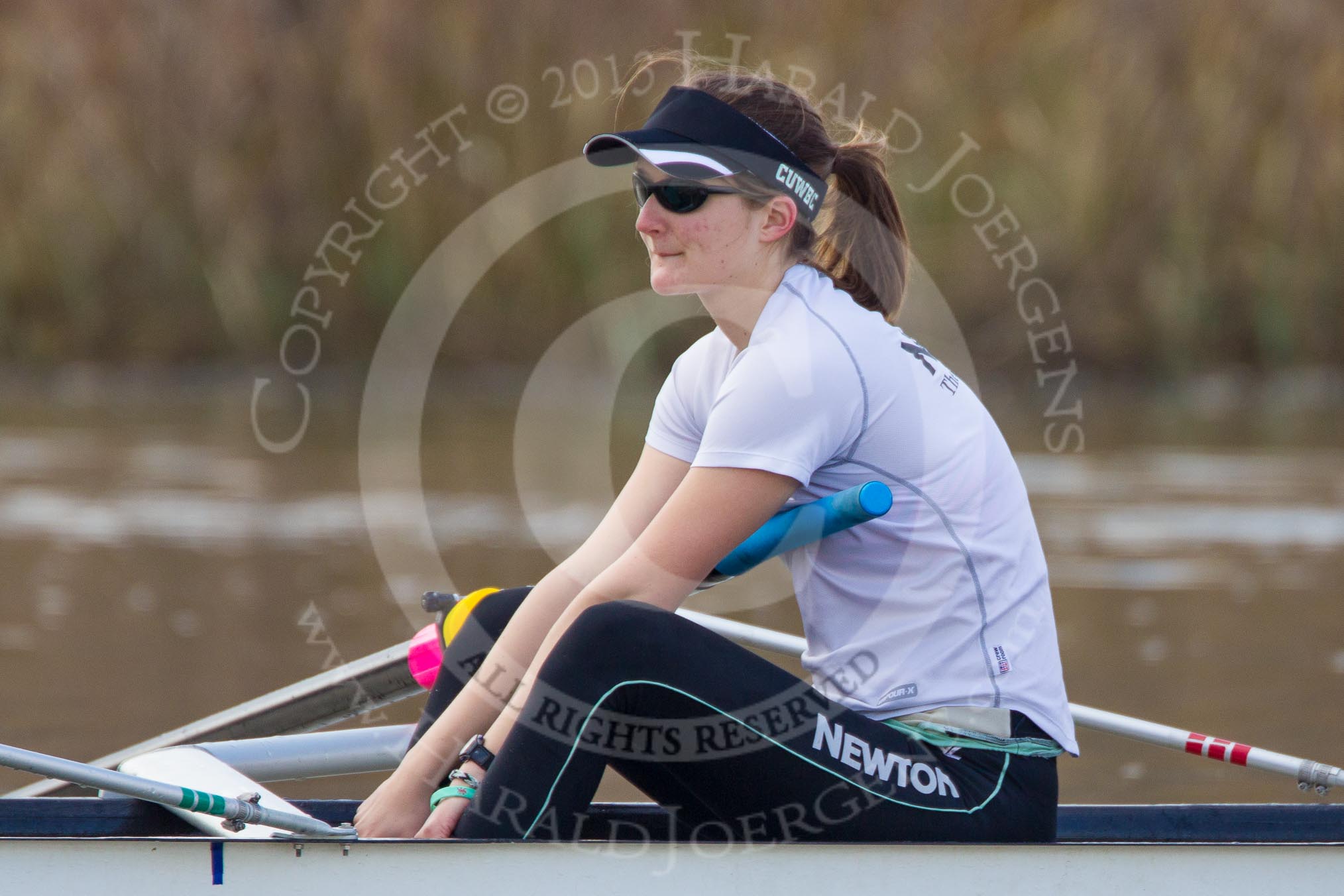 The Boat Race season 2013 - CUWBC training: The CUWBC Blue Boat, in the 5 seat Vicky Shaw..
River Thames near Remenham,
Henley-on-Thames,
Oxfordshire,
United Kingdom,
on 19 March 2013 at 15:31, image #23