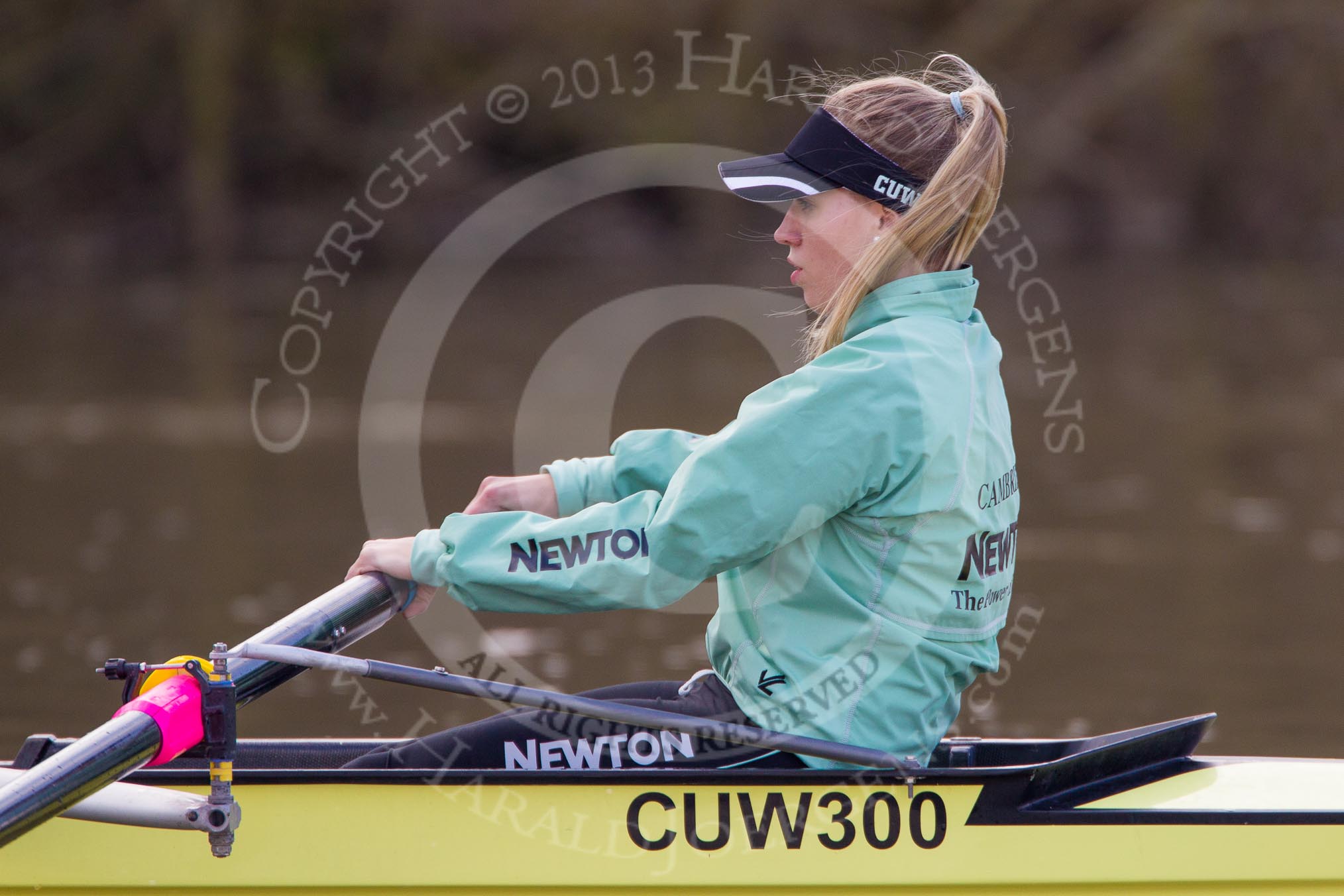 The Boat Race season 2013 - CUWBC training: The CUWBC reserve boat Blondie, at bow Clare Hall..
River Thames near Remenham,
Henley-on-Thames,
Oxfordshire,
United Kingdom,
on 19 March 2013 at 15:32, image #28