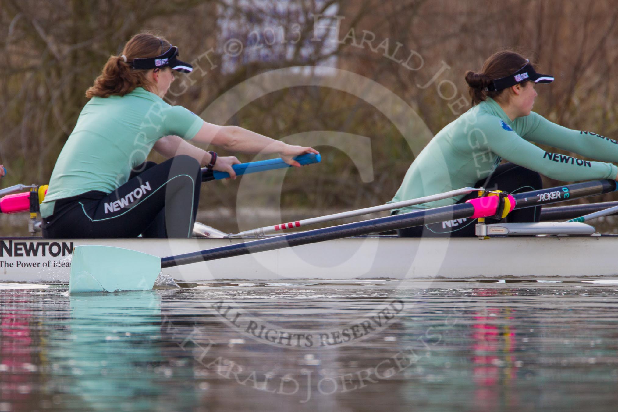 The Boat Race season 2013 - CUWBC training: In the CUWBC Blue Boat 6 seat Claire Watkins and 7 Emily Day..
River Thames near Remenham,
Henley-on-Thames,
Oxfordshire,
United Kingdom,
on 19 March 2013 at 15:39, image #64