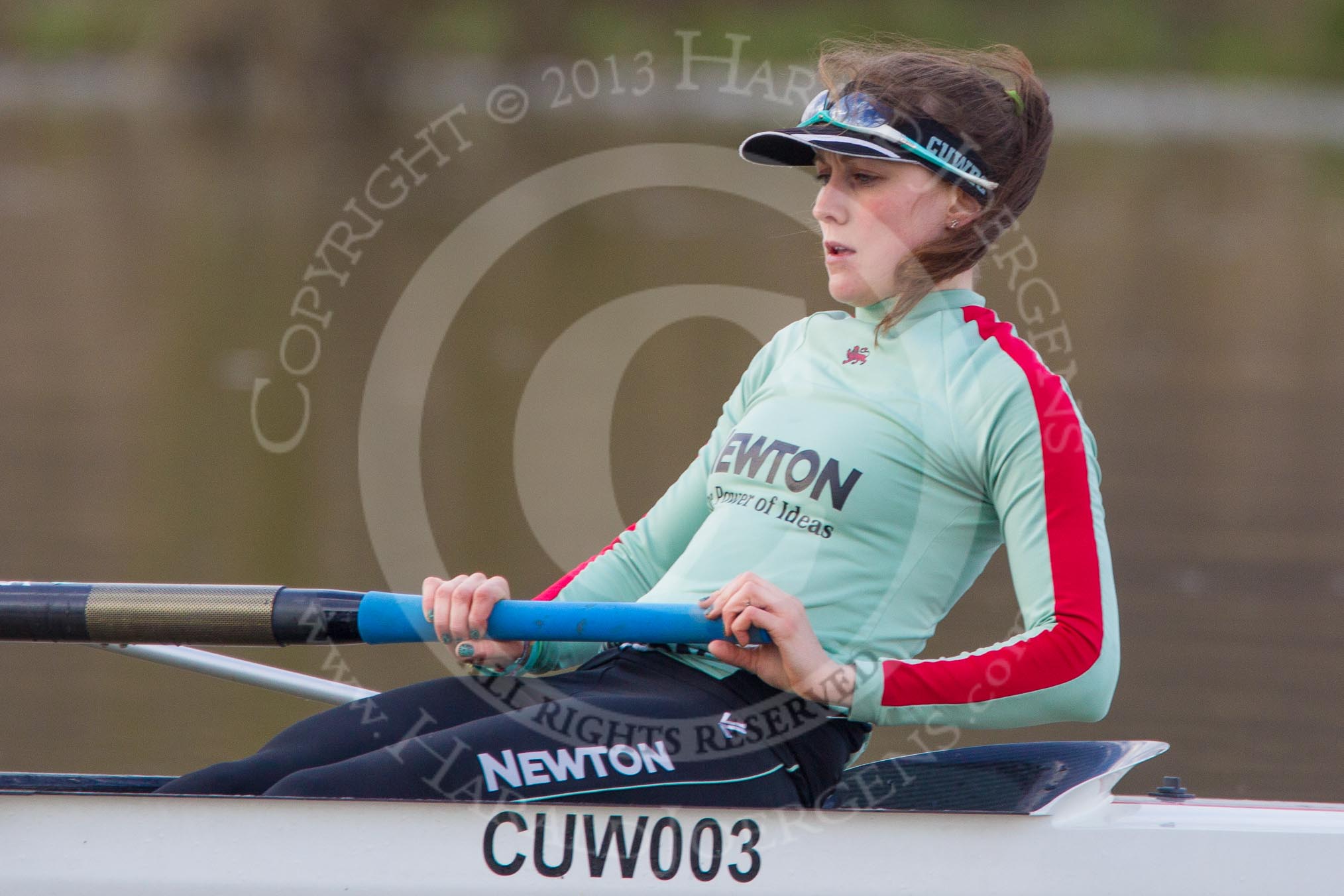 The Boat Race season 2013 - CUWBC training: In the CUWBC Blue Boat at bow bow Caroline Reid..
River Thames near Remenham,
Henley-on-Thames,
Oxfordshire,
United Kingdom,
on 19 March 2013 at 16:00, image #81