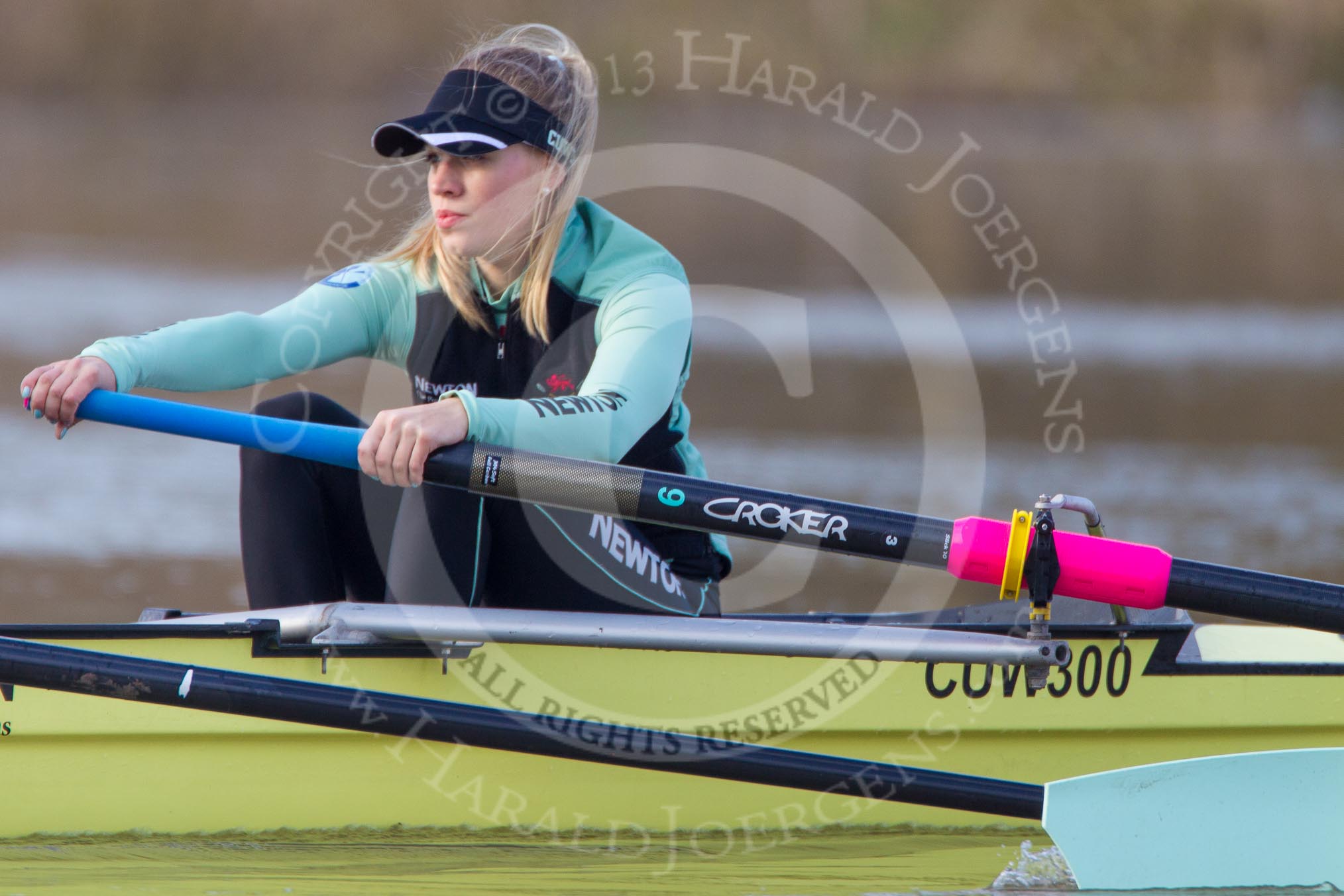 The Boat Race season 2013 - CUWBC training: In the CUWBC reserve boat Blondie at bow Clare Hall..
River Thames near Remenham,
Henley-on-Thames,
Oxfordshire,
United Kingdom,
on 19 March 2013 at 16:07, image #113