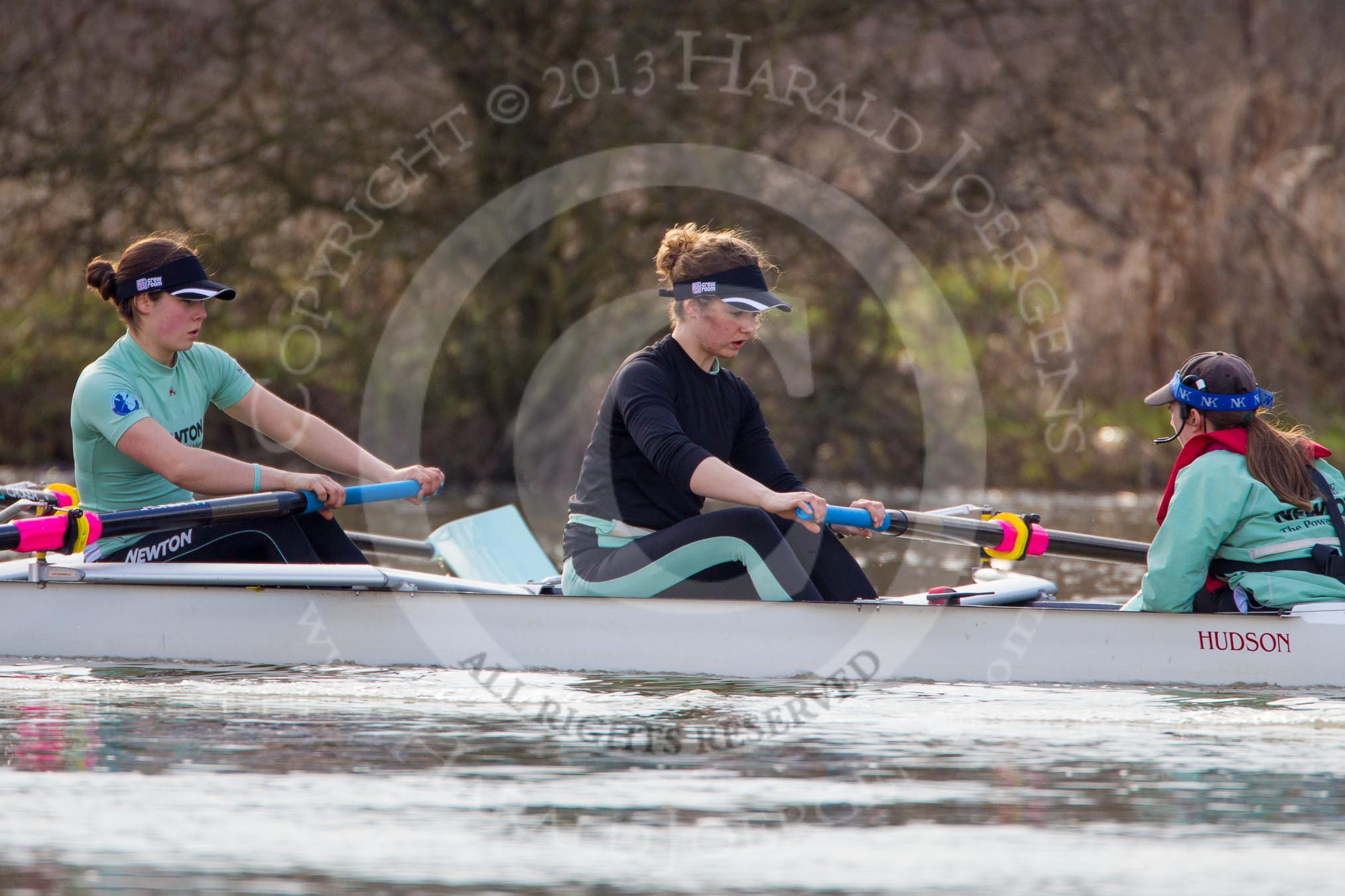 The Boat Race season 2013 - CUWBC training: The CUWBC Blue Boat - 7 seat Emily Day, stroke Holly Game and cox Esther Momcilovic..
River Thames near Remenham,
Henley-on-Thames,
Oxfordshire,
United Kingdom,
on 19 March 2013 at 16:08, image #126