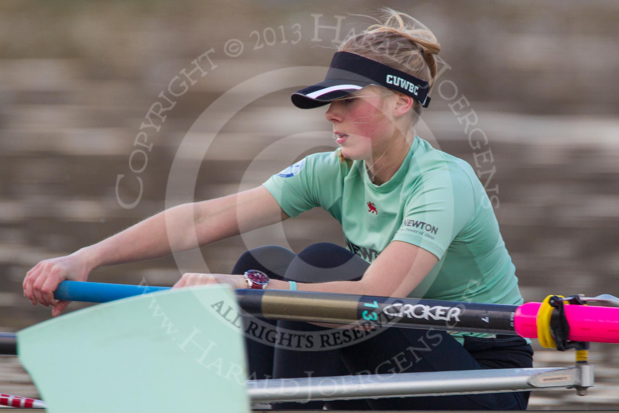 The Boat Race season 2013 - CUWBC training: The CUWBC Blue Boat - 4 seat Jessica Denman..
River Thames near Remenham,
Henley-on-Thames,
Oxfordshire,
United Kingdom,
on 19 March 2013 at 16:30, image #153