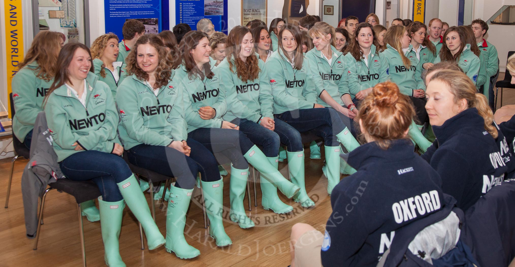 The Boat Race Season 2013 - Henley Boat Races Challenge: The Cambridge University crews before the start of the Henley Boat Races Challenge and Weigh-In, at the Schwarzenbach International Gallery, Henley River and Rowing Museum..
River and Rowing Museum,
H,


on 19 March 2013 at 10:59, image #14