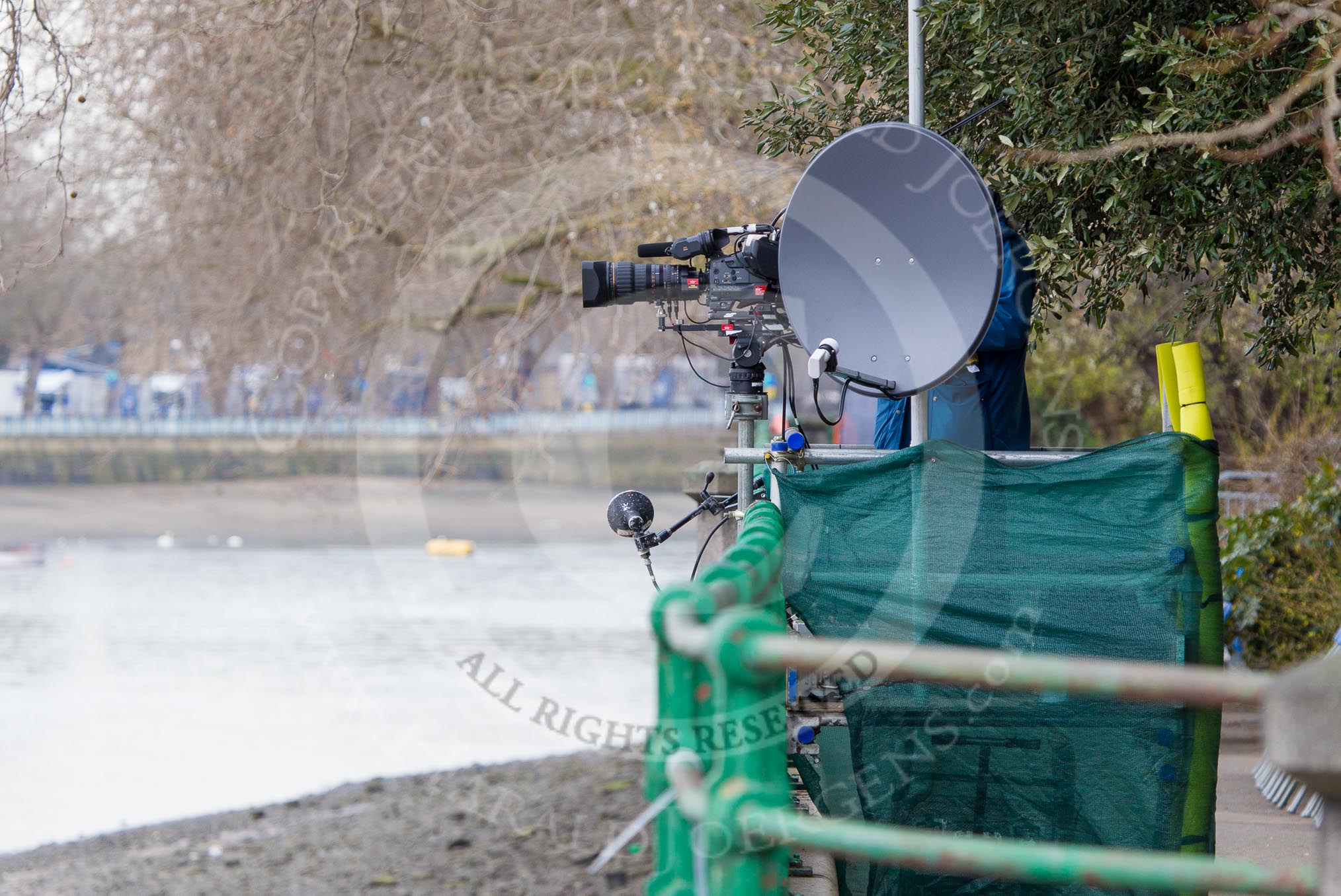 The Boat Race 2013: A BBC/SIS Live camera on the northern side of the River Thames at Fulham Palace Gardens, hours before the start of the 2013 Boat Race..
Putney,
London SW15,

United Kingdom,
on 31 March 2013 at 11:46, image #34