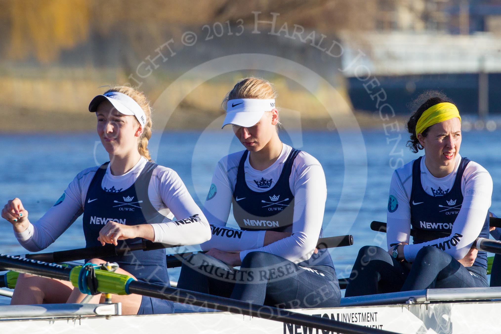 The Boat Race season 2014 - Women's Trial VIIIs (OUWBC, Oxford): Cleopatra: 7 Amber de Vere, 6 Elo Luik, 5 Harriet Keane..
River Thames between Putney Bridge and Mortlake,
London SW15,

United Kingdom,
on 19 December 2013 at 12:36, image #34