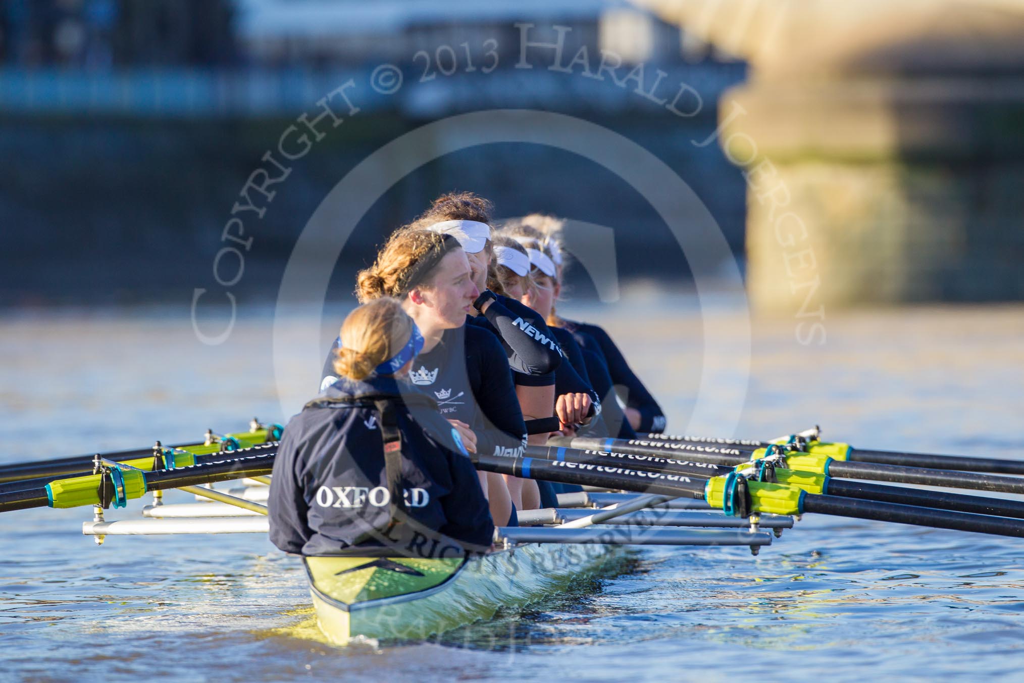 The Boat Race season 2014 - Women's Trial VIIIs (OUWBC, Oxford): Boudicca: Cox Erin Wysocki-Jones, Stroke Anastasia Chitty..
River Thames between Putney Bridge and Mortlake,
London SW15,

United Kingdom,
on 19 December 2013 at 12:39, image #48