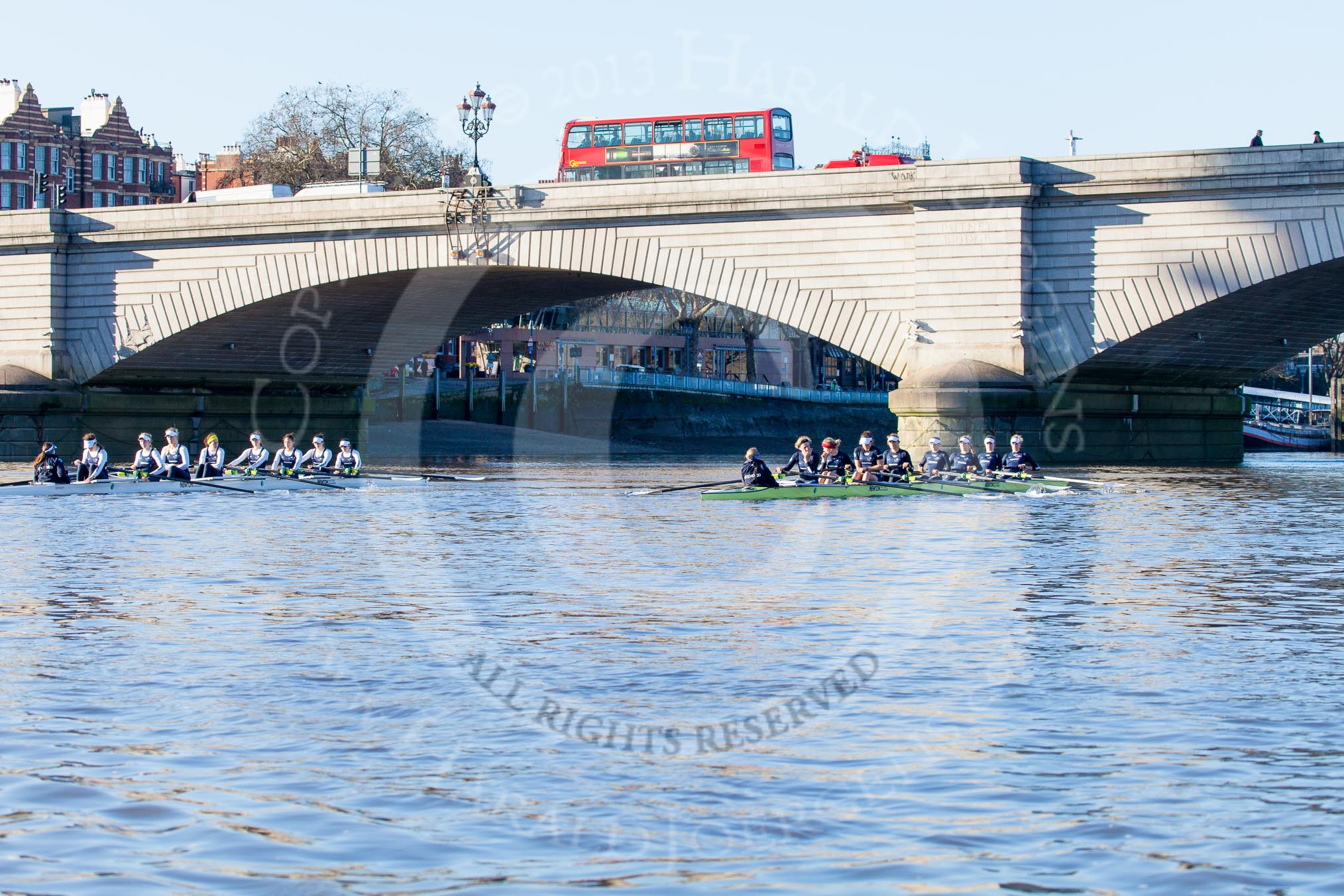 The Boat Race season 2014 - Women's Trial VIIIs (OUWBC, Oxford): Boudicca vs Cleopatra..
River Thames between Putney Bridge and Mortlake,
London SW15,

United Kingdom,
on 19 December 2013 at 12:39, image #51