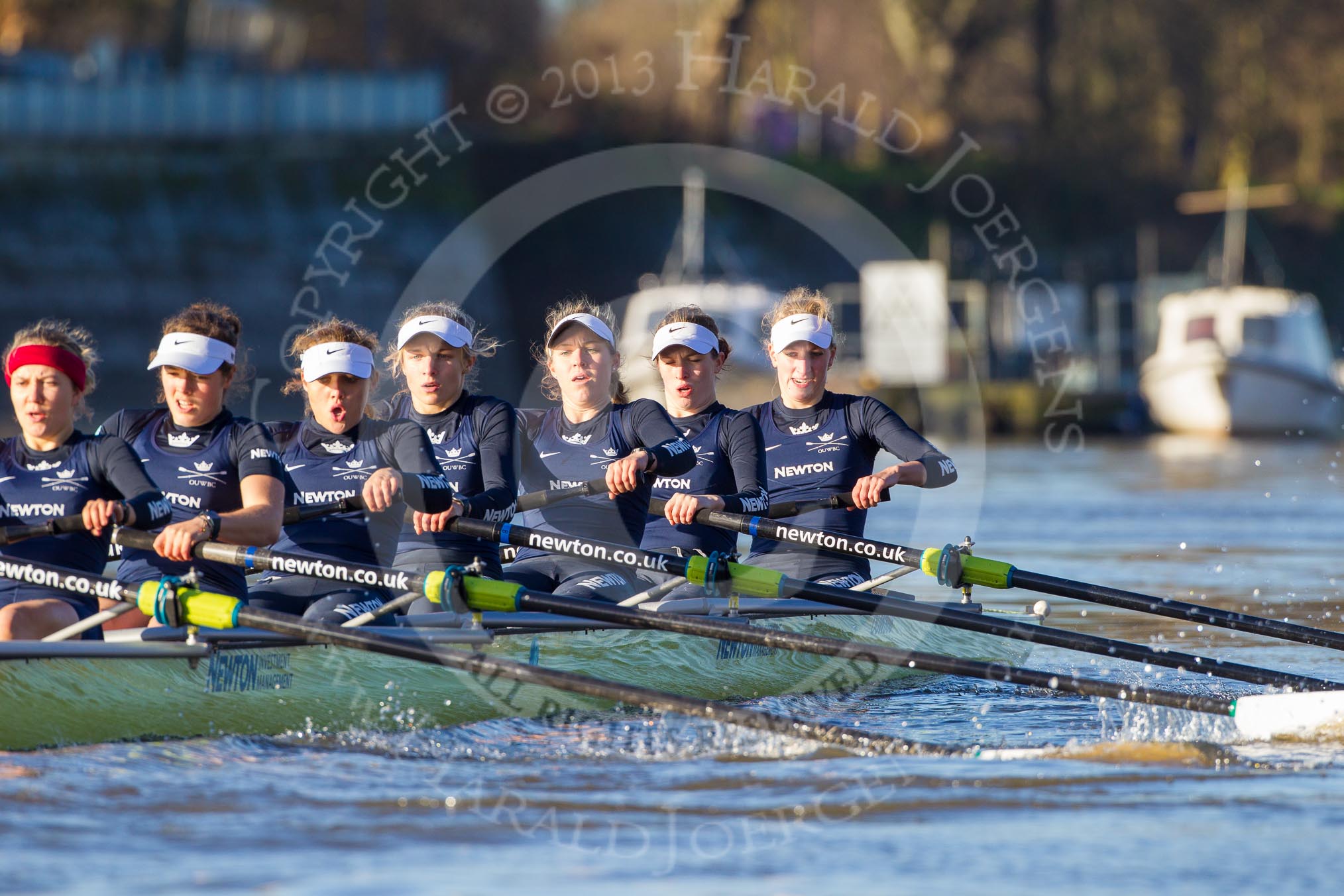 The Boat Race season 2014 - Women's Trial VIIIs (OUWBC, Oxford): Boudicca: 7 Maxie Scheske, 6 Lauren Kedar, 5 Nadine Graedel Iberg, 4 Hannah Roberts, 3 Clare Jamison, 2 Dora Amos, Bow Merel Lefferts..
River Thames between Putney Bridge and Mortlake,
London SW15,

United Kingdom,
on 19 December 2013 at 12:43, image #67