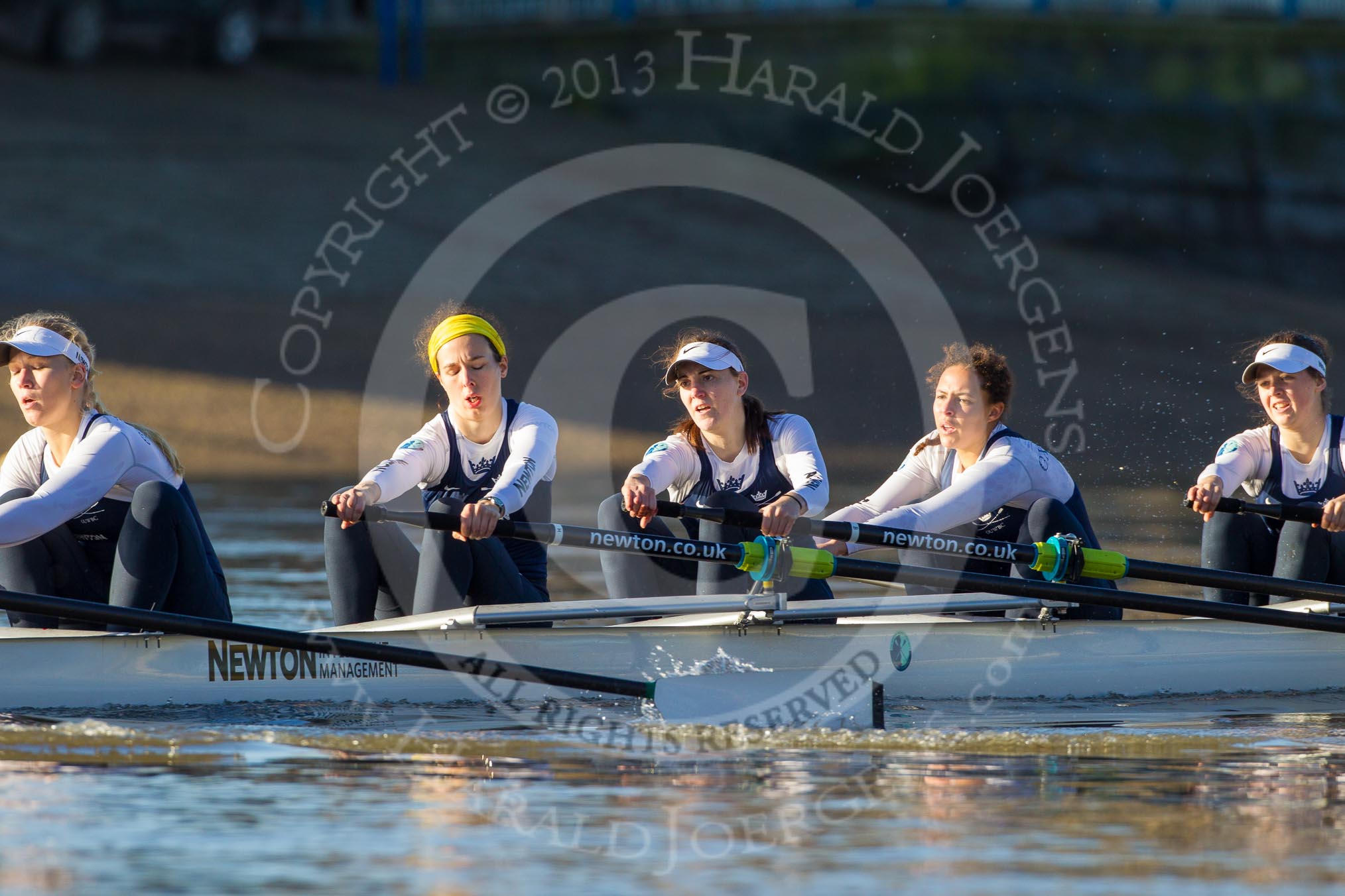 The Boat Race season 2014 - Women's Trial VIIIs (OUWBC, Oxford): Cleopatra: 6 Elo Luik, 5 Harriet Keane, 4 Hannah Ledbury, 3 Isabelle Evans, 2 Chloe Farrar..
River Thames between Putney Bridge and Mortlake,
London SW15,

United Kingdom,
on 19 December 2013 at 12:43, image #69