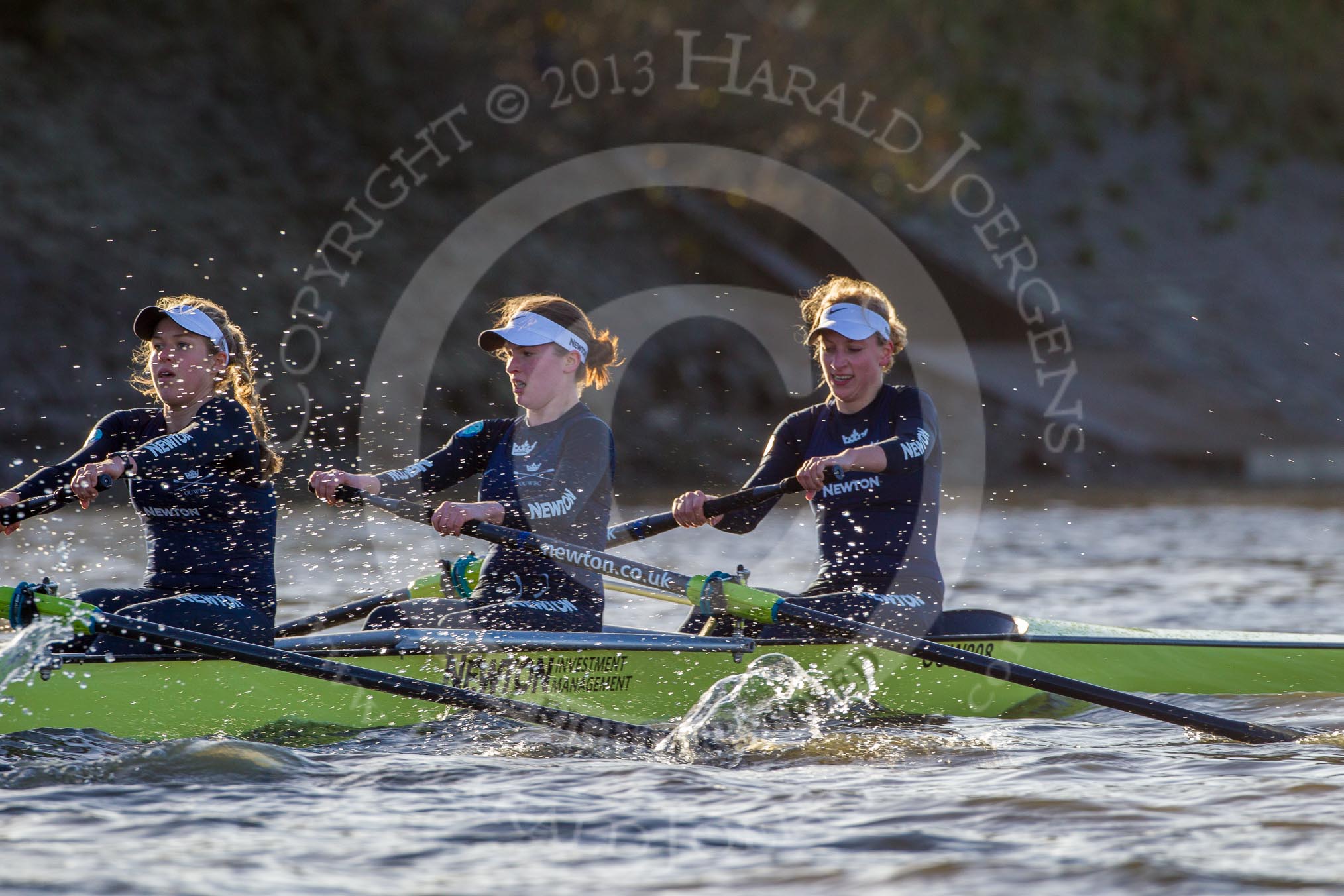 The Boat Race season 2014 - Women's Trial VIIIs (OUWBC, Oxford): Boudicca:  3 Clare Jamison, 2 Dora Amos, Bow Merel Lefferts..
River Thames between Putney Bridge and Mortlake,
London SW15,

United Kingdom,
on 19 December 2013 at 12:52, image #138