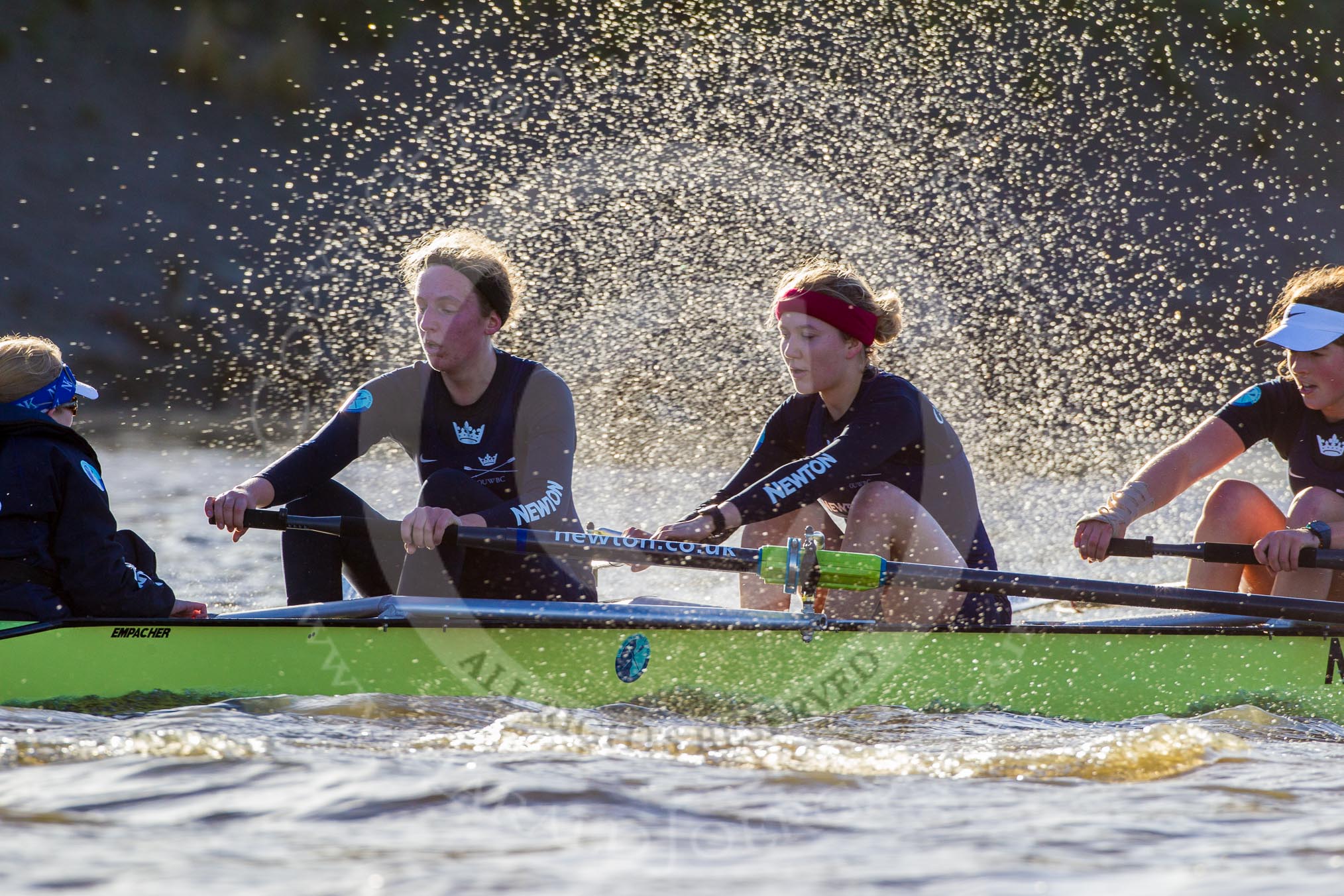 The Boat Race season 2014 - Women's Trial VIIIs (OUWBC, Oxford): Boudicca: Cox Erin Wysocki-Jones, Stroke Anastasia Chitty, 7 Maxie Scheske, 6 Lauren Kedar..
River Thames between Putney Bridge and Mortlake,
London SW15,

United Kingdom,
on 19 December 2013 at 12:52, image #141