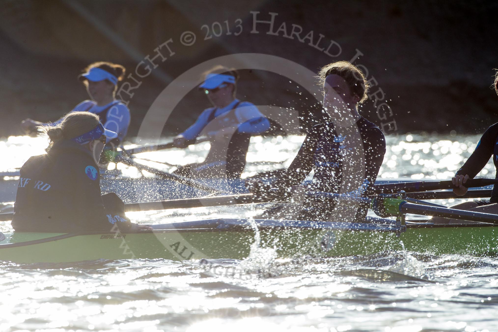 The Boat Race season 2014 - Women's Trial VIIIs (OUWBC, Oxford): Boudicca: Cox Erin Wysocki-Jones, Stroke Anastasia Chitty..
River Thames between Putney Bridge and Mortlake,
London SW15,

United Kingdom,
on 19 December 2013 at 12:53, image #145