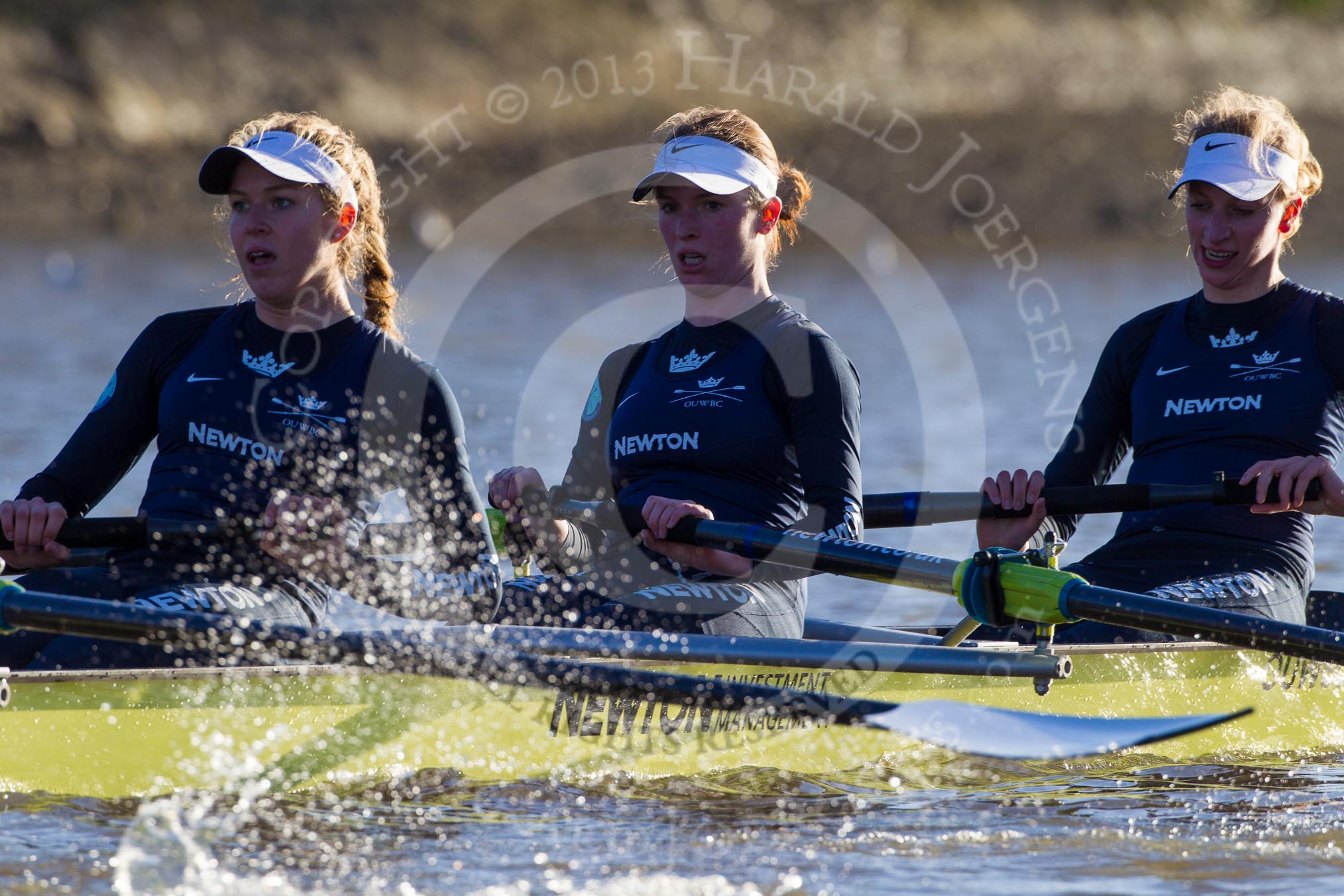 The Boat Race season 2014 - Women's Trial VIIIs (OUWBC, Oxford): Boudicca:  3 Clare Jamison, 2 Dora Amos, Bow Merel Lefferts..
River Thames between Putney Bridge and Mortlake,
London SW15,

United Kingdom,
on 19 December 2013 at 12:57, image #167