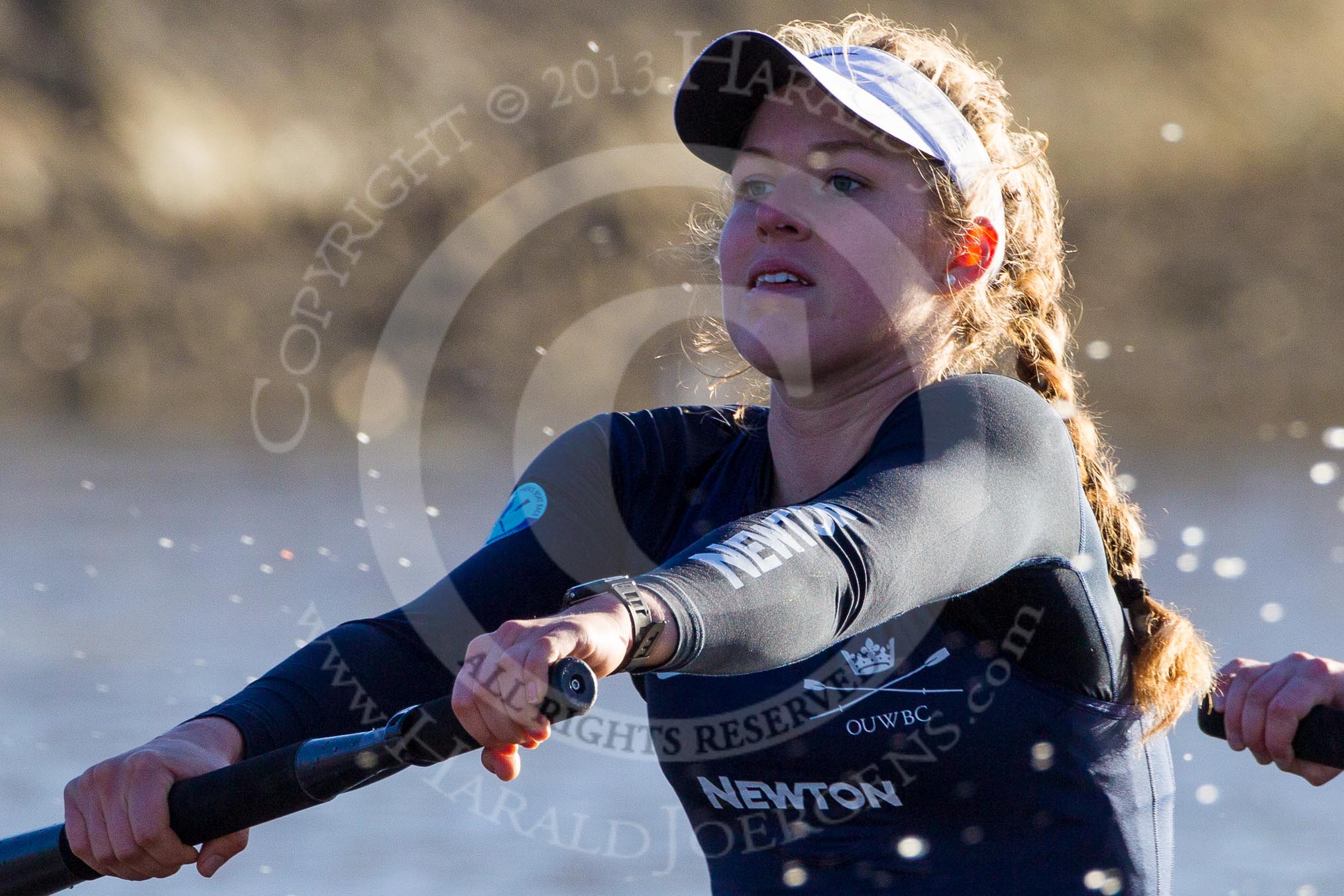 The Boat Race season 2014 - Women's Trial VIIIs (OUWBC, Oxford): Boudicca:  3 Clare Jamison..
River Thames between Putney Bridge and Mortlake,
London SW15,

United Kingdom,
on 19 December 2013 at 12:57, image #168