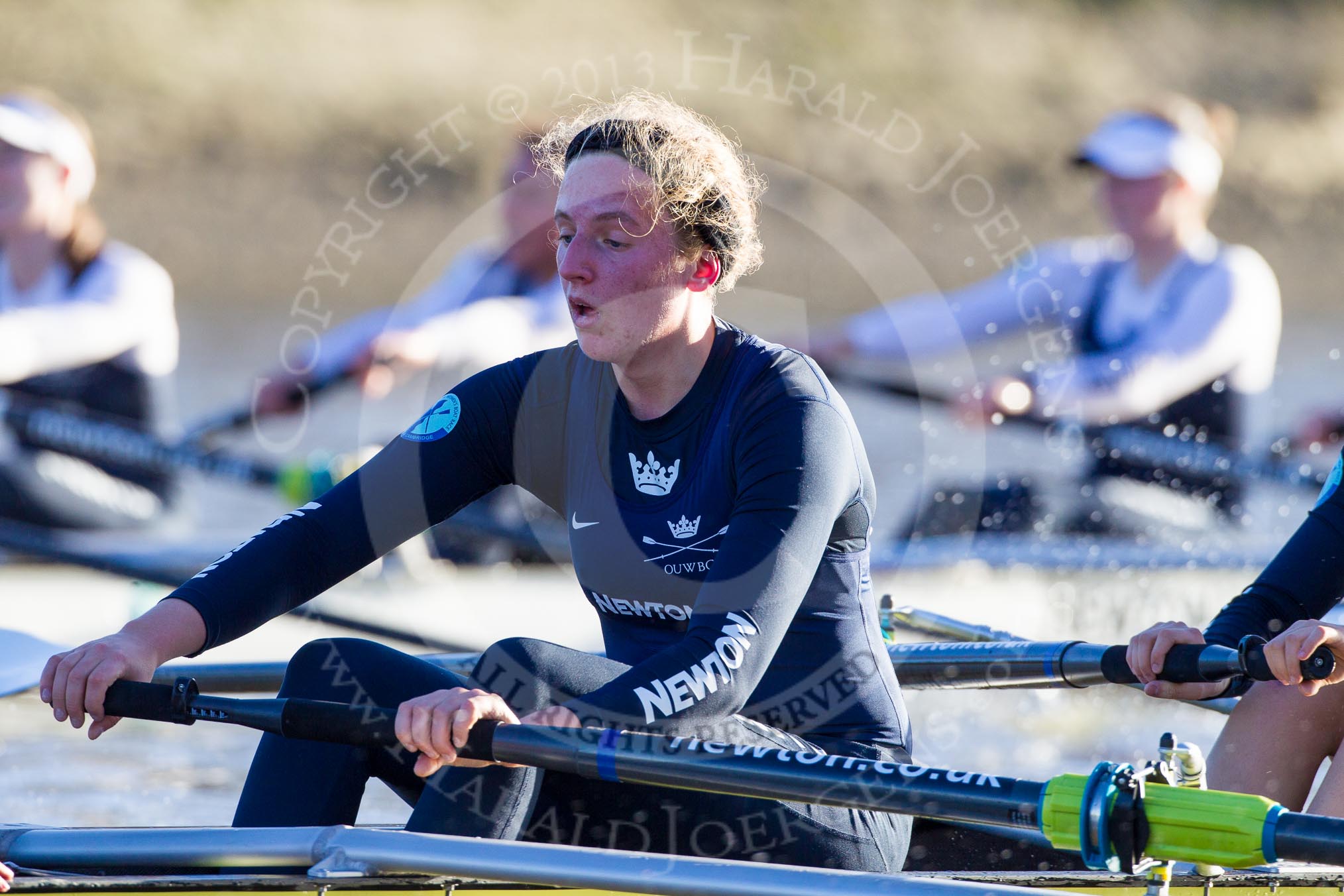 The Boat Race season 2014 - Women's Trial VIIIs (OUWBC, Oxford): Boudicca: Stroke Anastasia Chitty..
River Thames between Putney Bridge and Mortlake,
London SW15,

United Kingdom,
on 19 December 2013 at 12:57, image #173