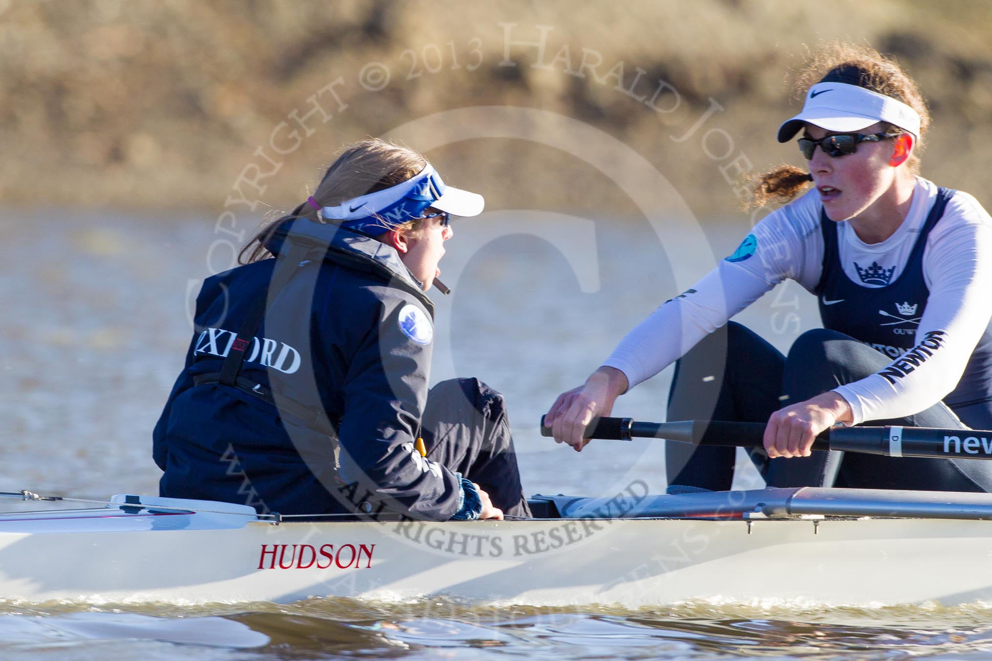 The Boat Race season 2014 - Women's Trial VIIIs (OUWBC, Oxford): Cleopatra: Cox Olivia Cleary, Stroke Laura Savarese..
River Thames between Putney Bridge and Mortlake,
London SW15,

United Kingdom,
on 19 December 2013 at 12:57, image #175