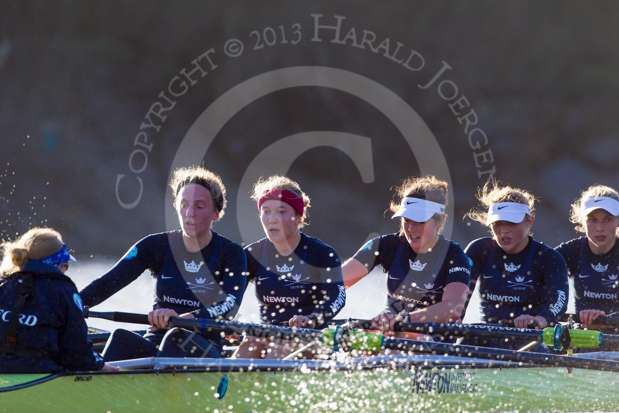 The Boat Race season 2014 - Women's Trial VIIIs (OUWBC, Oxford): Boudicca: Cox Erin Wysocki-Jones, Stroke Anastasia Chitty, 7 Maxie Scheske, 6 Lauren Kedar, 5 Nadine Graedel Iberg, 4 Hannah Roberts..
River Thames between Putney Bridge and Mortlake,
London SW15,

United Kingdom,
on 19 December 2013 at 13:01, image #205