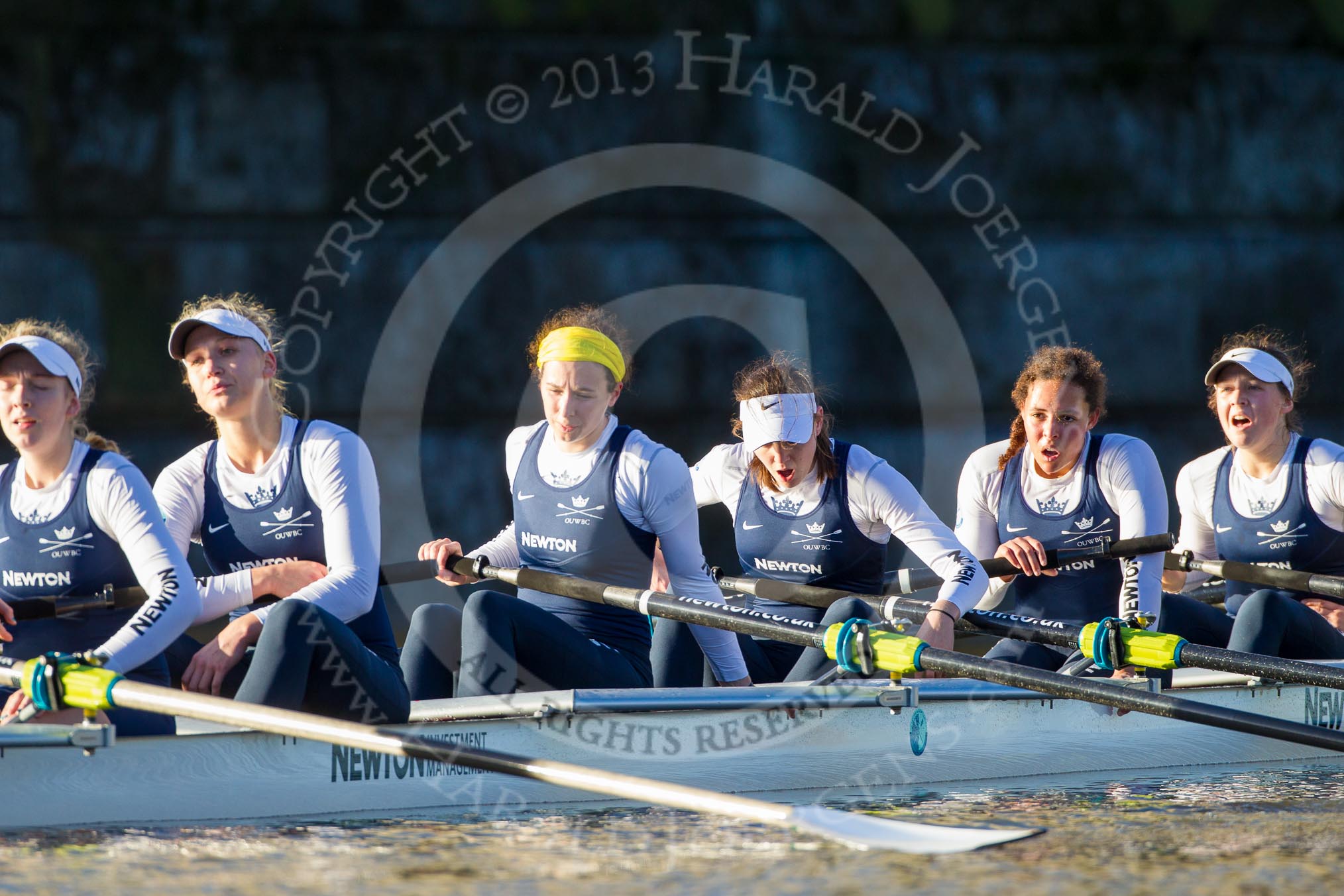 The Boat Race season 2014 - Women's Trial VIIIs (OUWBC, Oxford): Cleopatra: 7 Amber de Vere, 6 Elo Luik, 5 Harriet Keane, 4 Hannah Ledbury, 3 Isabelle Evans, 2 Chloe Farrar..
River Thames between Putney Bridge and Mortlake,
London SW15,

United Kingdom,
on 19 December 2013 at 13:05, image #249