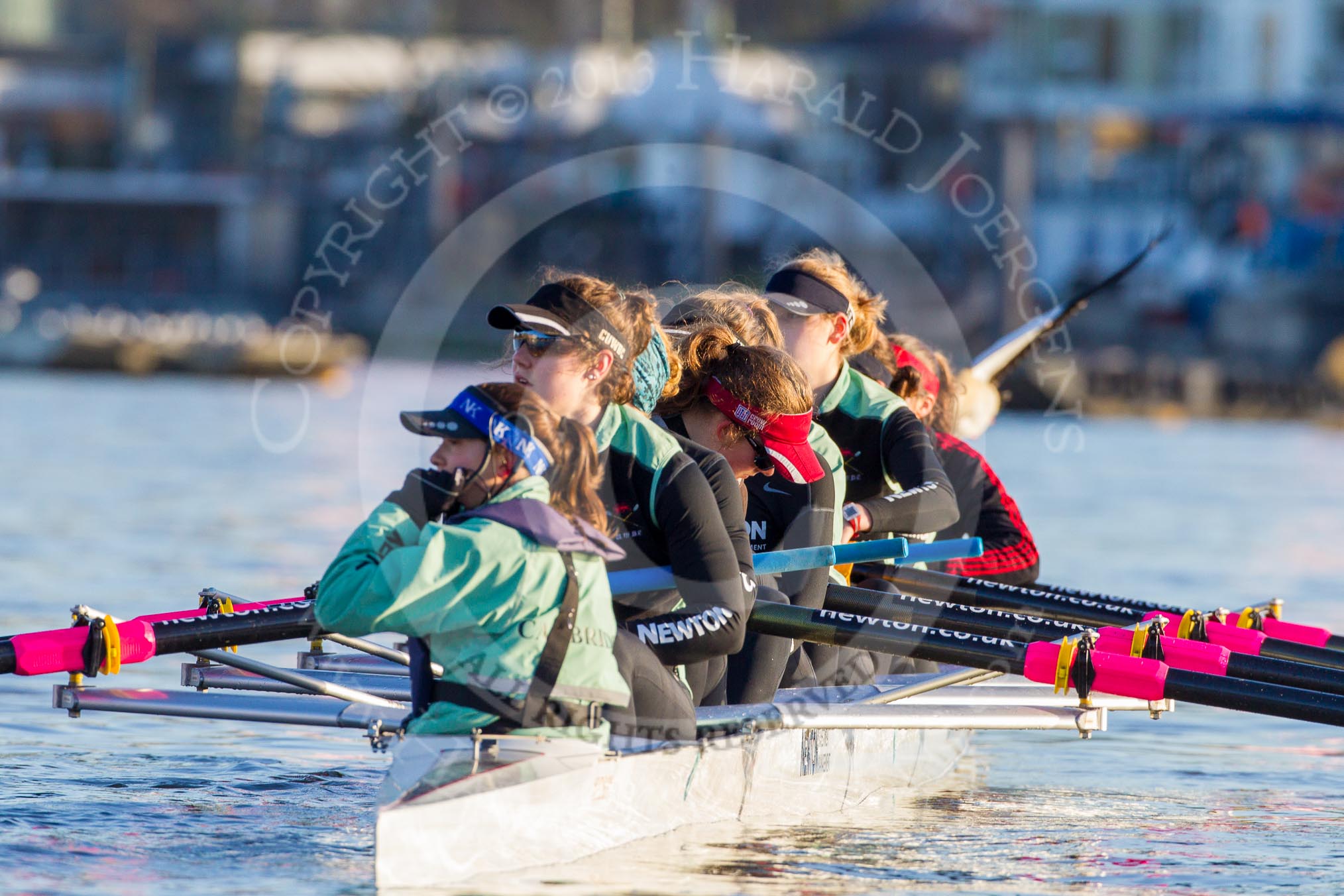 The Boat Race season 2014 - Women's Trial VIIIs(CUWBC, Cambridge): Wink Wink: Cox Priya Crosby, Stroke Melissa Wilson..
River Thames between Putney Bridge and Mortlake,
London SW15,

United Kingdom,
on 19 December 2013 at 13:46, image #258
