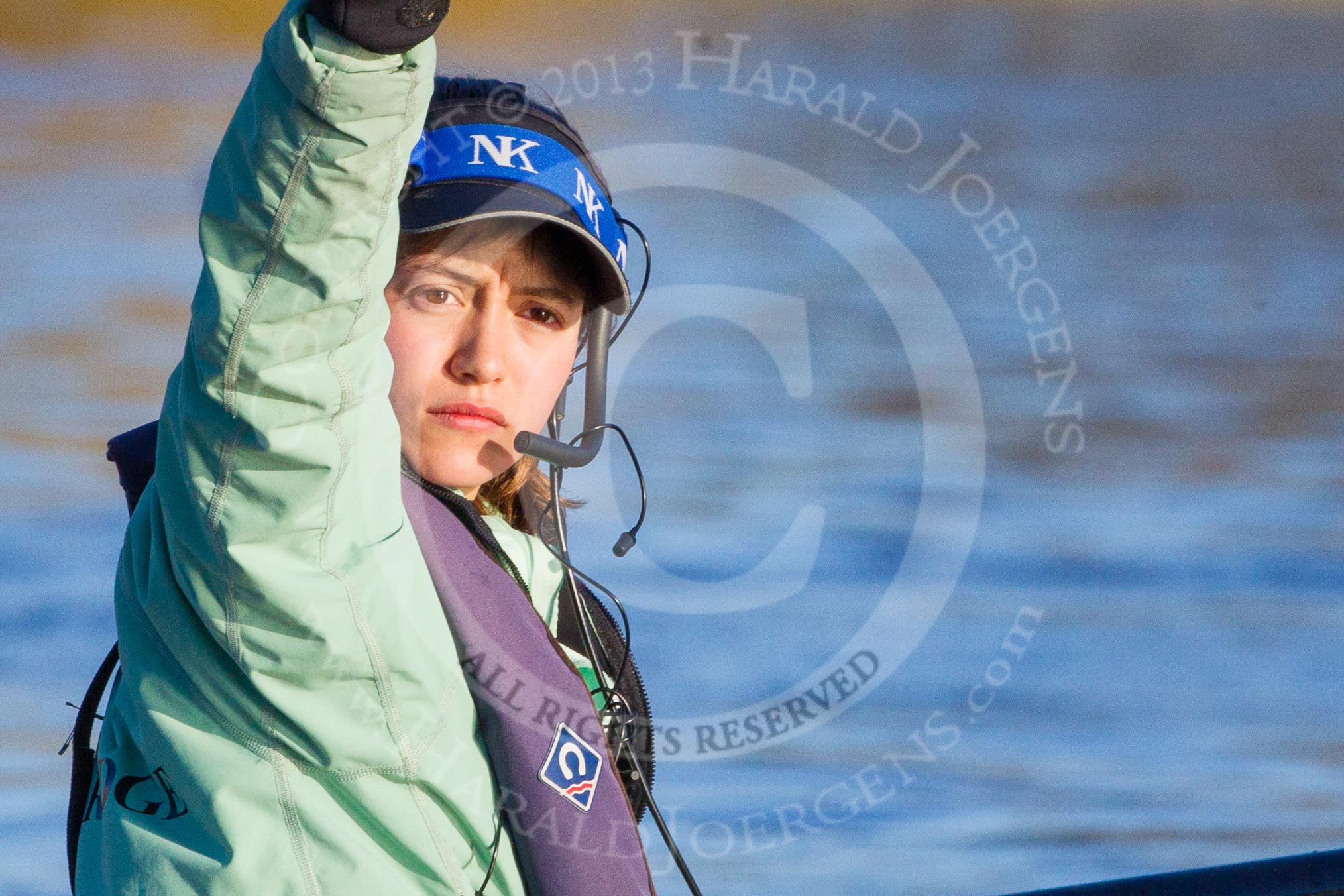 The Boat Race season 2014 - Women's Trial VIIIs(CUWBC, Cambridge): Wink Wink: Cox Priya Crosby..
River Thames between Putney Bridge and Mortlake,
London SW15,

United Kingdom,
on 19 December 2013 at 13:47, image #261