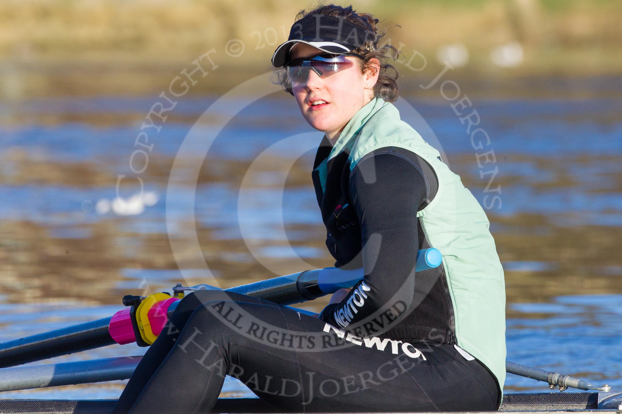 The Boat Race season 2014 - Women's Trial VIIIs(CUWBC, Cambridge): Wink Wink: Stroke Melissa Wilson..
River Thames between Putney Bridge and Mortlake,
London SW15,

United Kingdom,
on 19 December 2013 at 13:47, image #266