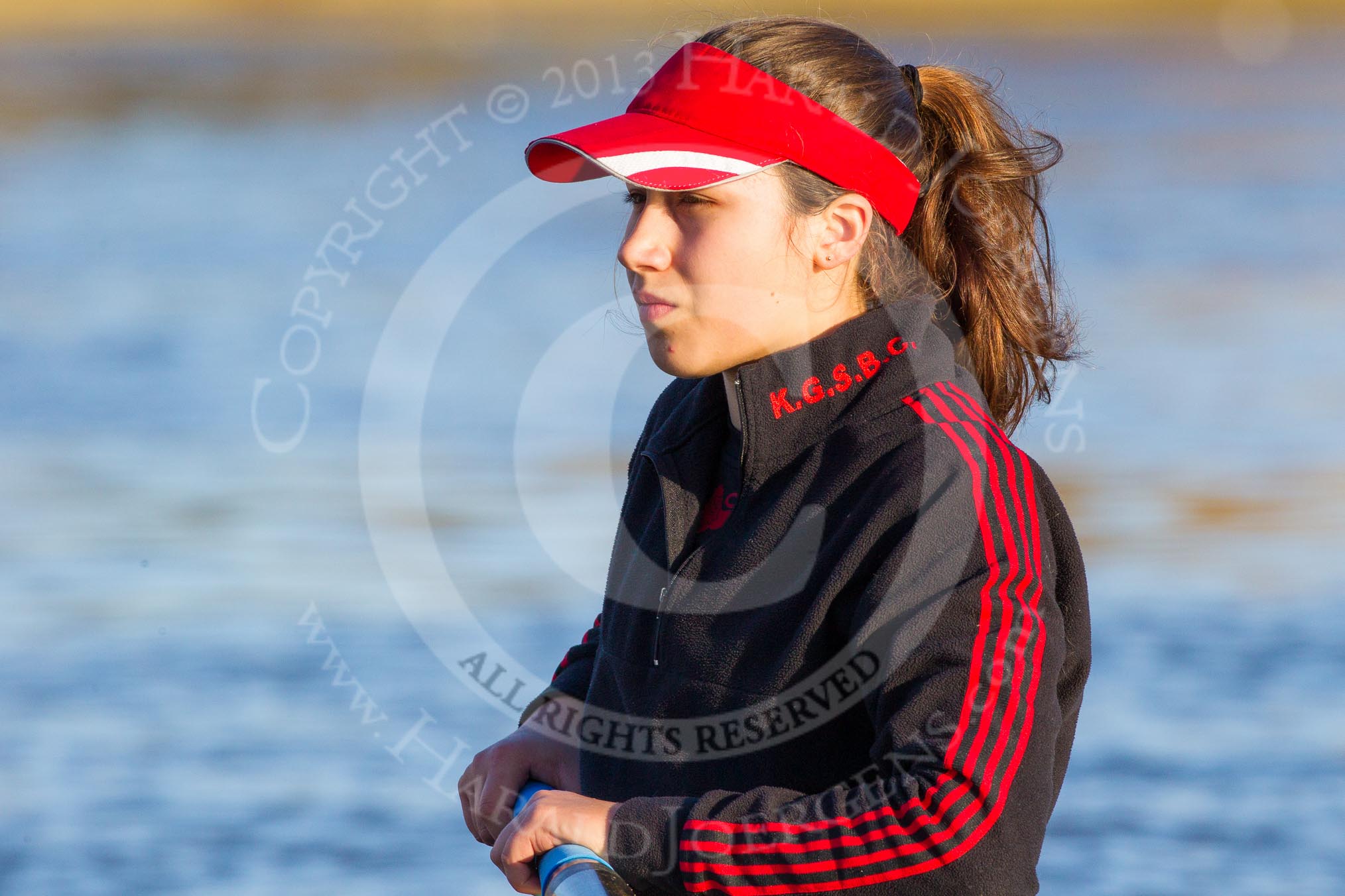 The Boat Race season 2014 - Women's Trial VIIIs(CUWBC, Cambridge): Wink Wink: Bow Ella Barnard..
River Thames between Putney Bridge and Mortlake,
London SW15,

United Kingdom,
on 19 December 2013 at 13:48, image #272